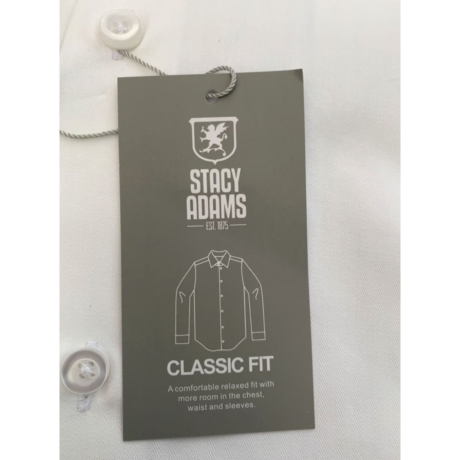 Stacy Adams S Stacy Adams Dress Shirt Mens 15-15.5/32-33 White Classic Fit Button BB Size 40R - 3 Thumbnail