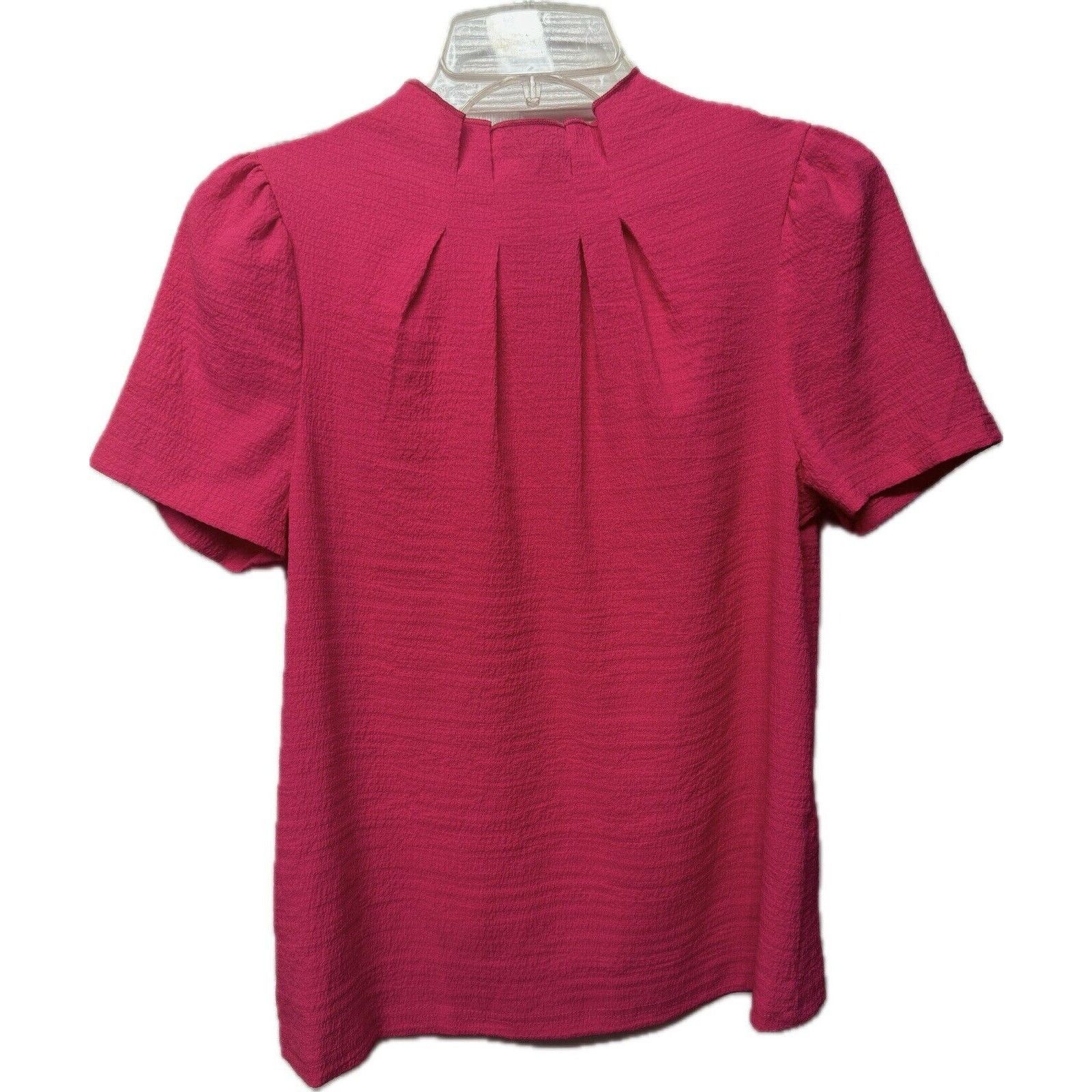 Shein NWOT! SHEIN Ruched Chic Keyhole Short Sleeve Blouse, Pink M Size M / US 6-8 / IT 42-44 - 2 Thumbnail