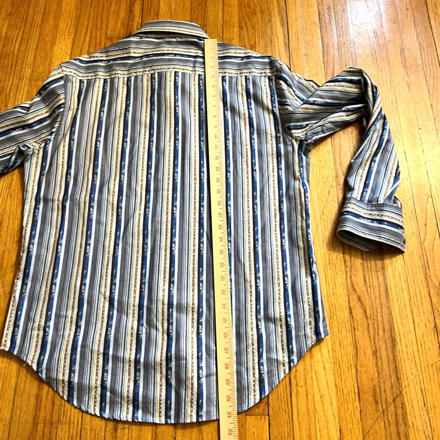 Robert Graham Robert Graham Shirt Mens Large Stripe Blue Gold Button Up Size US L / EU 52-54 / 3 - 8 Thumbnail