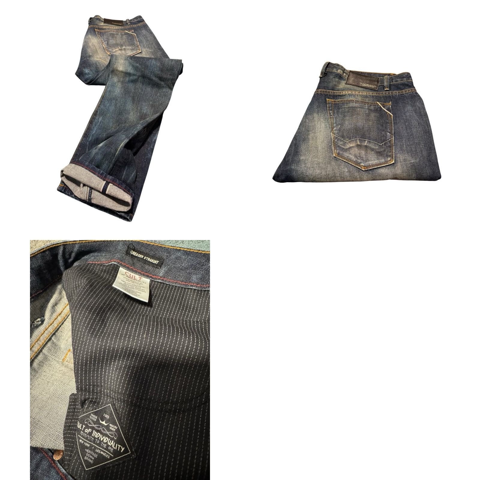 Cult Of Individuality VINTAGE CULT OF INDIVIDUALITY REBEL STRAIGHT JAPANESE SELVEDGE BLUE JEANS MENS 44X34 Size US 44 / EU 60 - 11 Thumbnail