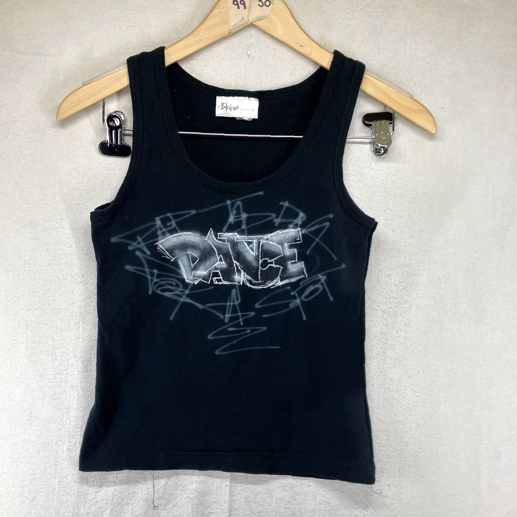 DANCER VINTAGE Women's Tank Top USA Betty Boop Graphic Glitter L Sleeveless Shirt Adult Regular Extra-Slim Black Cotton Blend Size L / US 10 / IT 46 - 2 Thumbnail