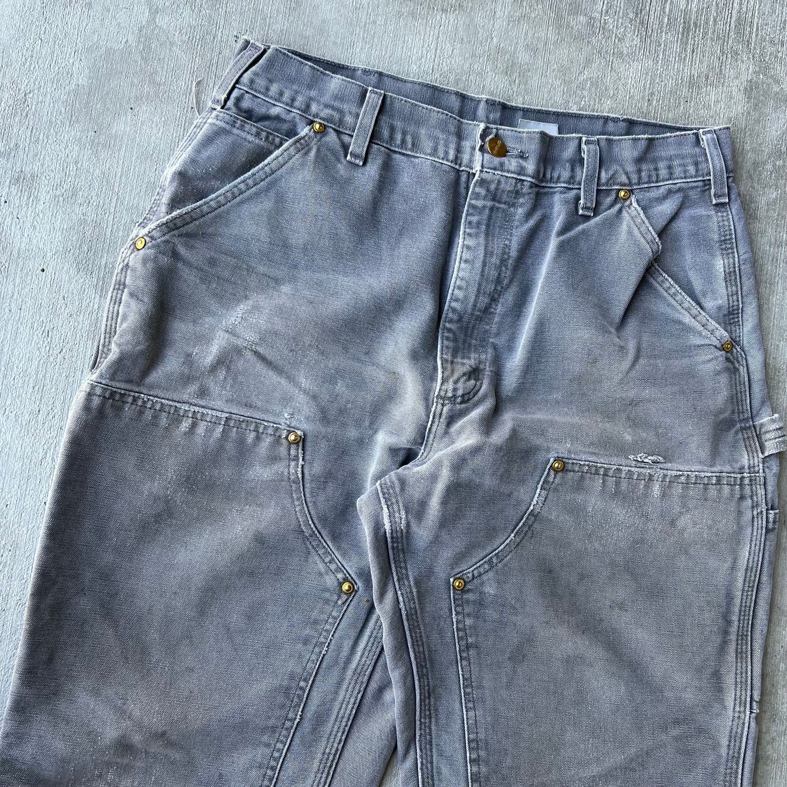 Carhartt × Vintage Carhartt faded gray double knee work wear carpenter pants Size US 31 - 12 Thumbnail