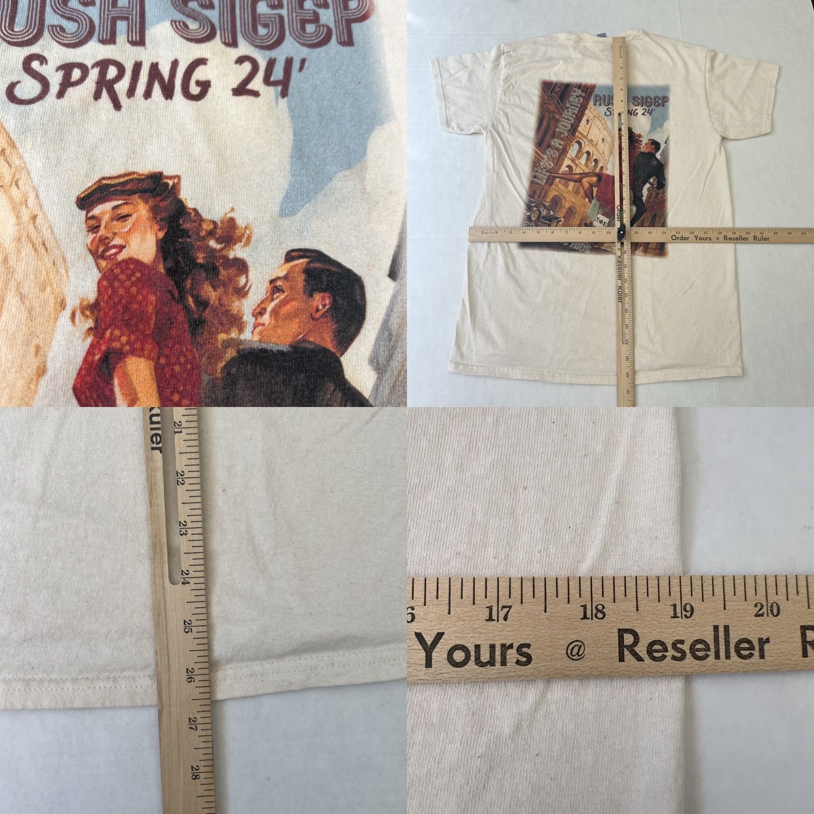 Gildan VINTAGE Sigma Phi Epsilon Tee Men M Ivory 90s Classic College Mobster The Godfather Graphic Print Short Sleeve Crew Neck Life’s A Journey Gallon? Size US M / EU 48-50 / 2 - 8 Thumbnail