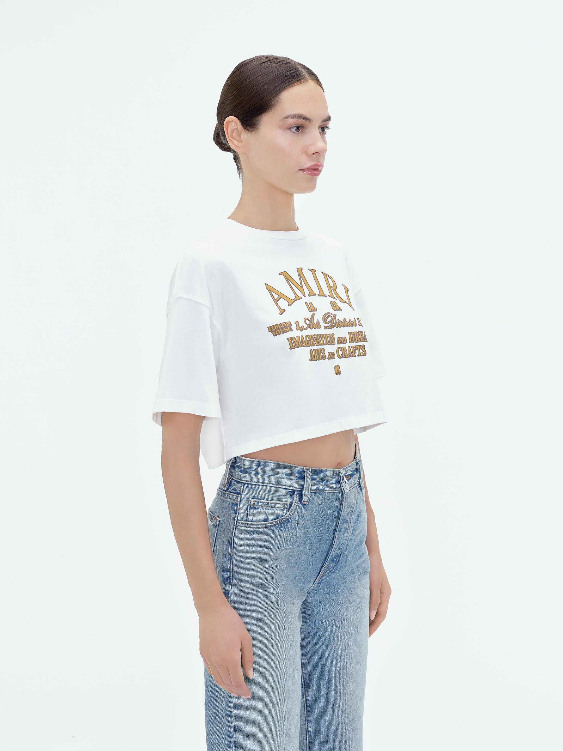 Amiri oc11z0325 Arts District Cropped T-Shirt in White Size XL / US 12-14 / IT 48-50 - 4 Thumbnail