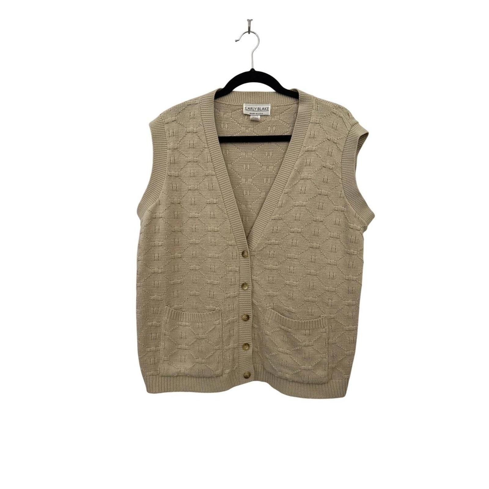 Other Women Preppy Tan Light Academia Vintage knit Vest Size XL / US 12-14 / IT 48-50 - 3 Thumbnail