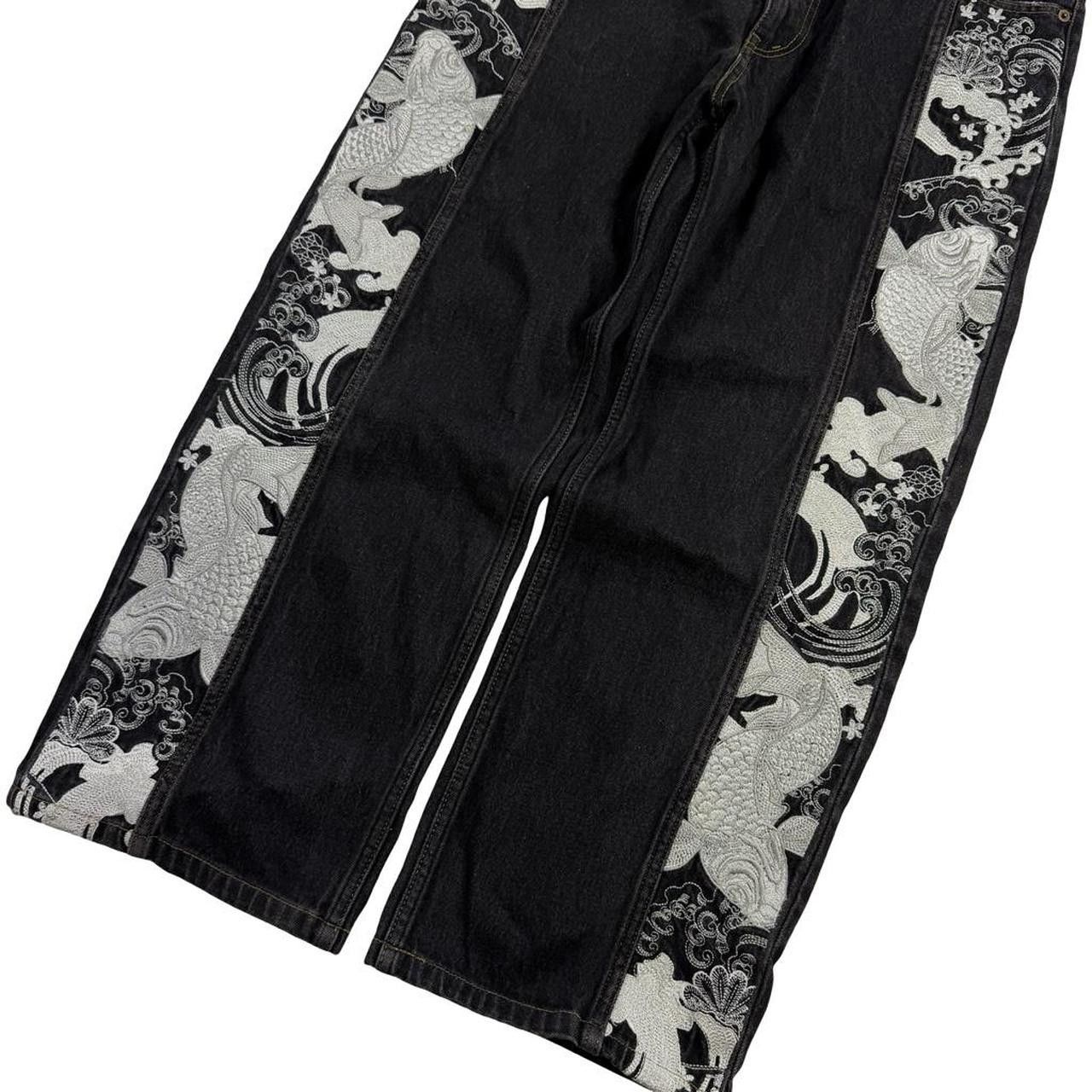 Karakuri Tamashii Karakuri Tamashii Embroidered Koi Japanese Jeans - Waist 35 Size US 35 - 2 Thumbnail