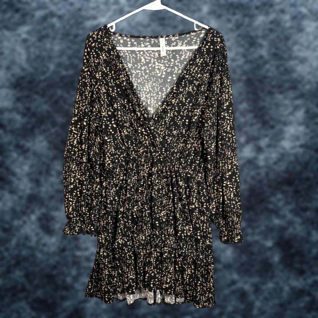 Mango Mango MNG Womens Size 8 Floral Black Beige Long Sleeve Dress Size M / US 6-8 / IT 42-44 - 1 Thumbnail