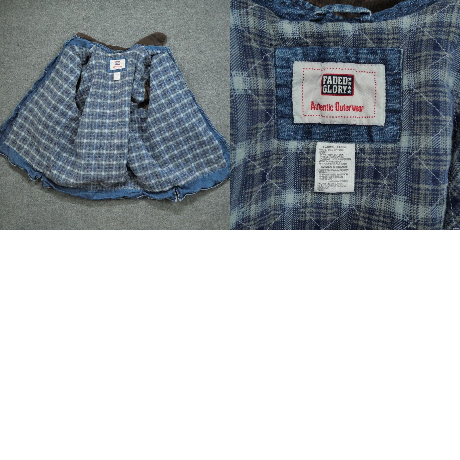 Faded Glory VINTAGE Chore Jacket Womens Large Blue Denim Lined Barn Coat 90s Y2K Faded Glory Jacket Ladies Size L / US 10 / IT 46 - 9 Thumbnail