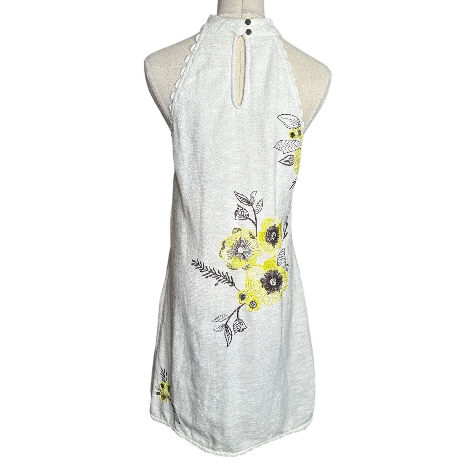 Anthropologie Anthropologie Maeve White Yellow Embroidered Flower Dress 6P Size M / US 6-8 / IT 42-44 - 5 Thumbnail