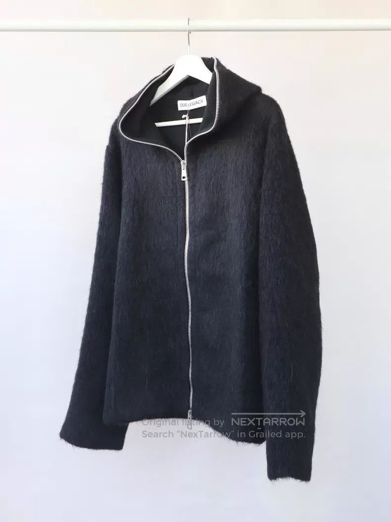 Our Legacy Our Legacy Black Mohair Hooded Zip-Up Jacket Size US M / EU 48-50 / 2 - 1 Thumbnail