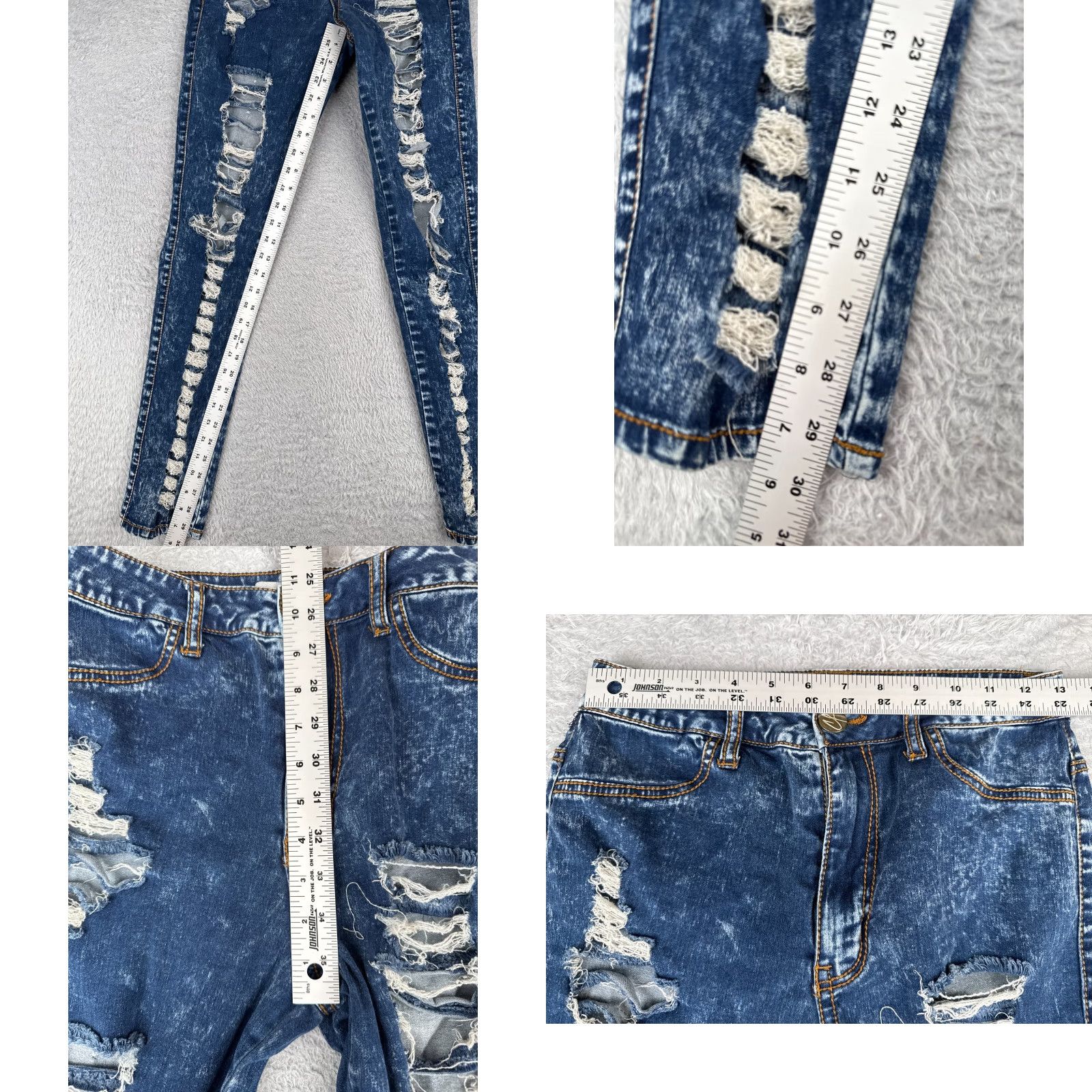 Almost Famous Almost Famous Jeans Women's Jeans Distressed High Rise 26x30 Cropped Denim Blue 7 Juniors 5-Pocket cutoff 90s Western Style - Not Vintage Size 28" / US 6 / IT 42 - 8 Thumbnail