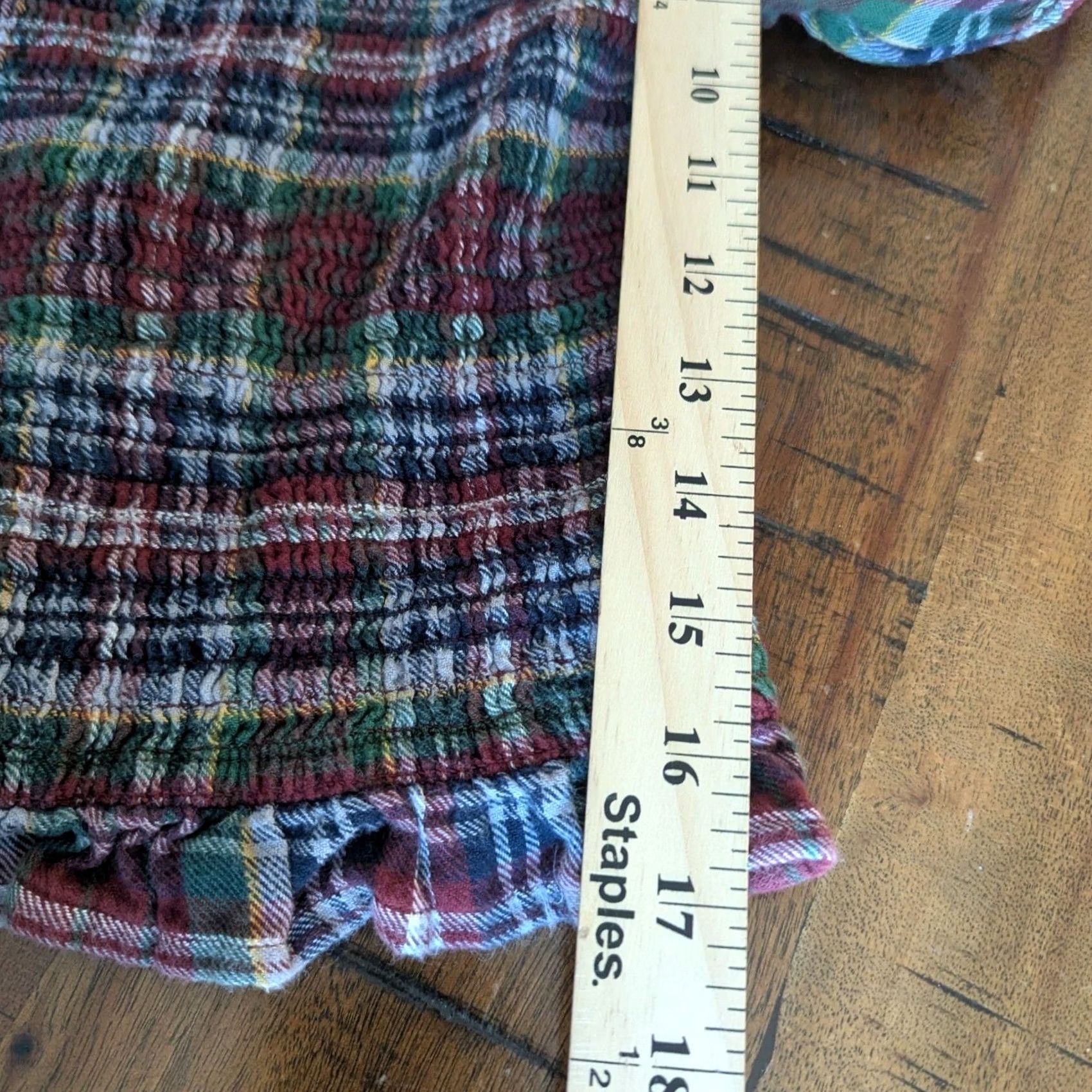 American Eagle Outfitters American Eagle Red Blue Plaid Crop Top Smocked Puff Sleeve Ruffle Sz S *Fits XS Size S / US 4 / IT 40 - 7 Thumbnail