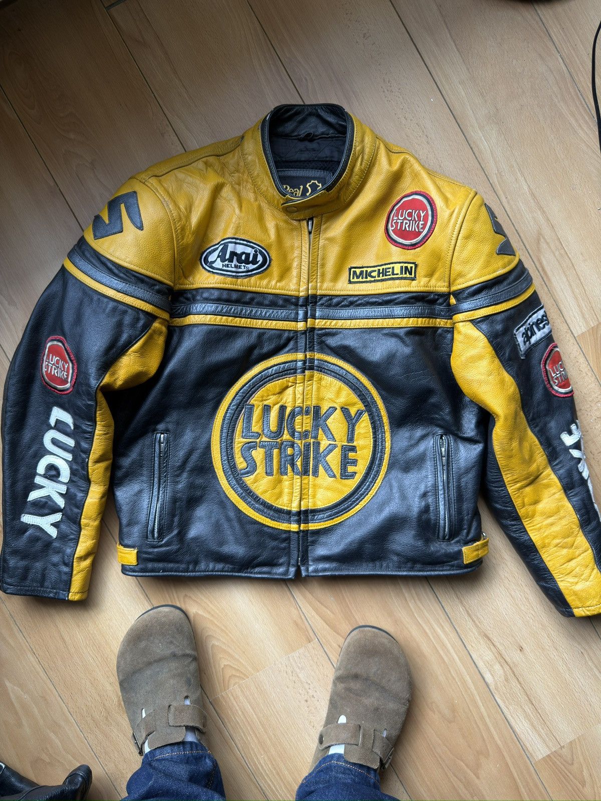 Leather Real leather jacket racing arrow lucky strike arai michelin Size US L / EU 52-54 / 3 - 4 Thumbnail