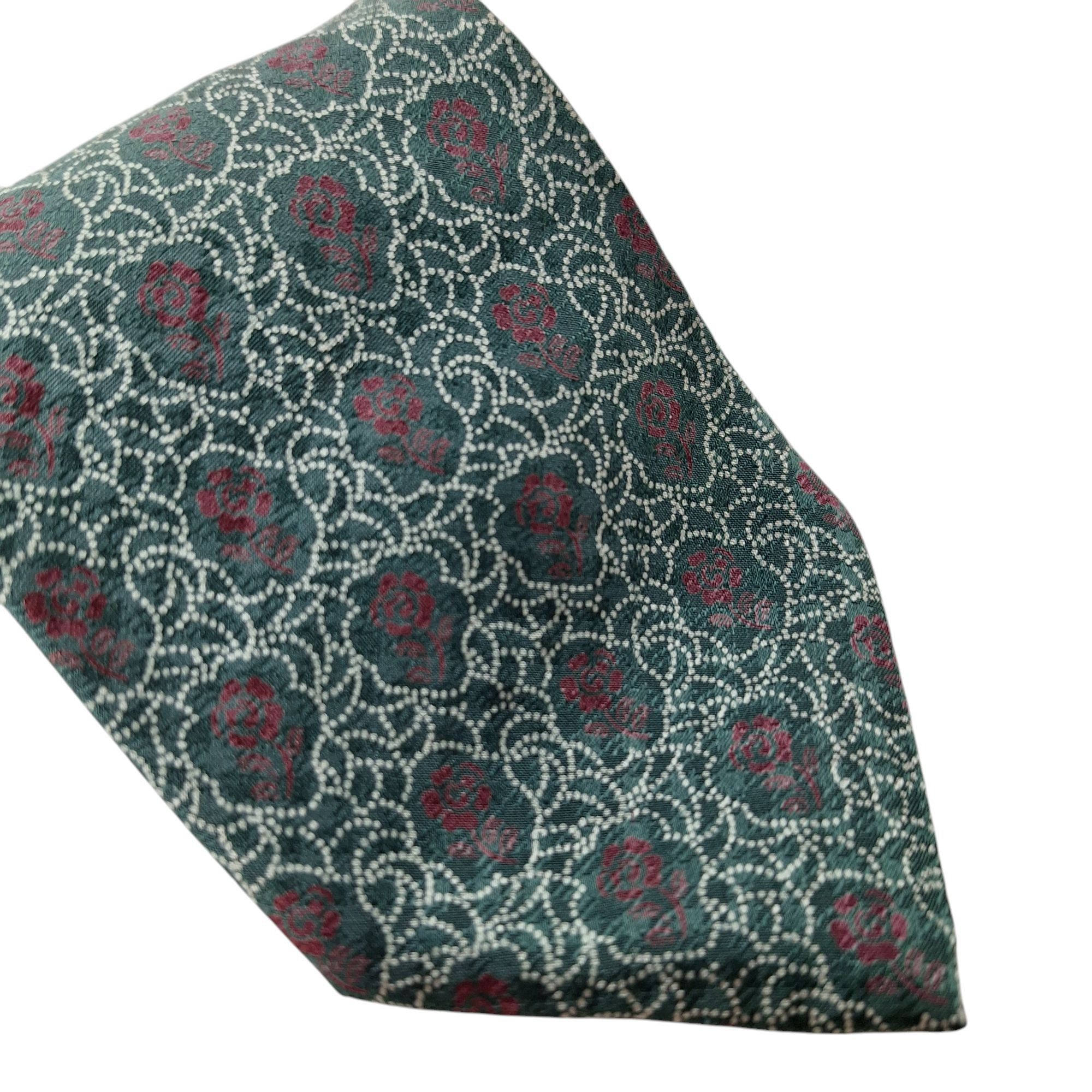 Valentino Vintage Valentino Cravatte Tie Silk Made in Italy Green Red Size ONE SIZE - 3 Thumbnail