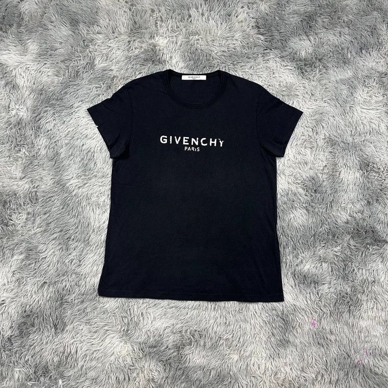 Givenchy Givenchy Black Distressed Logo Short Sleeve T-shirt - dmc Size US M / EU 48-50 / 2 - 1 Thumbnail