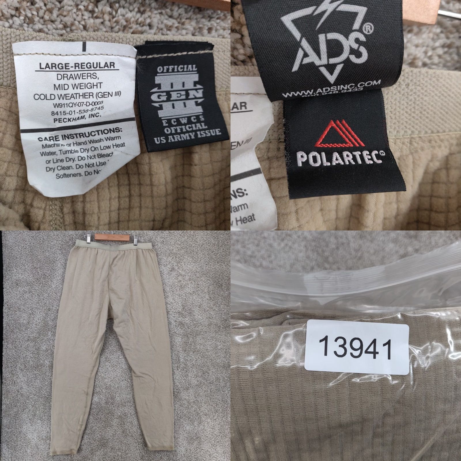 Vintage VINTAGE Polartec Gen III 3 Mid Weight Cold Weather Coyote Pants Mens Large Waffle ECWS Size US 33 - 8 Thumbnail