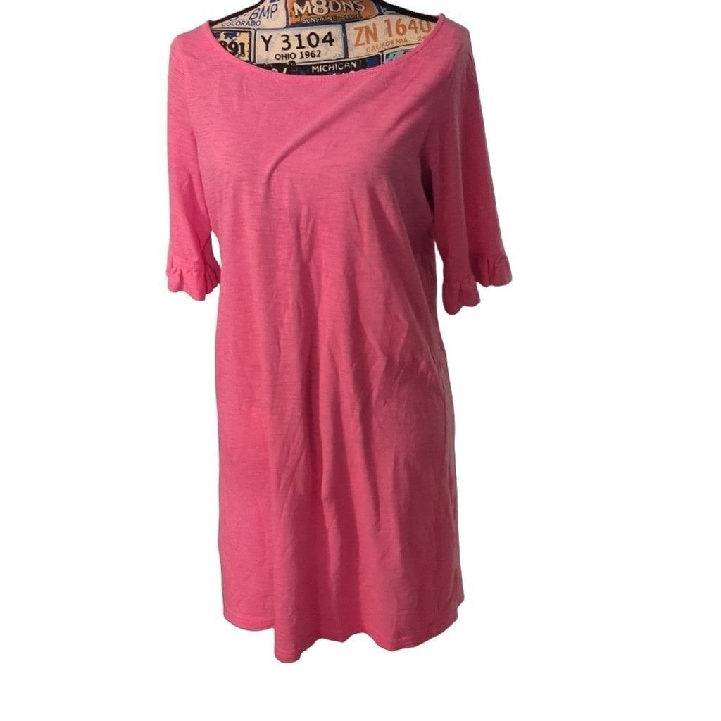 Lilly Pulitzer Lilly Pulitzer Ruffled 1/2 Sleeve Pink Mini Dress Size Med. Size M / US 6-8 / IT 42-44 - 2 Thumbnail