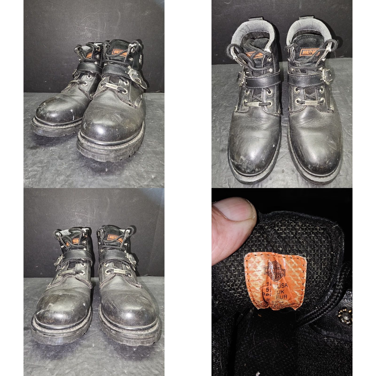 Harley Davidson VINTAGE Harley-Davidson Faded Glory Black Leather Motorcycle Boots Women's Size 7.5 HD Size US 6 / IT 36 - 8 Thumbnail