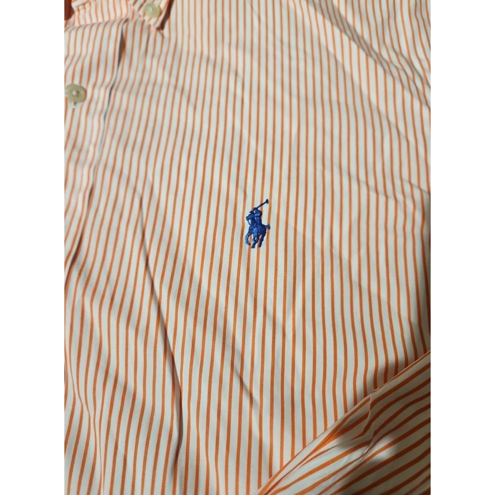 Ralph Lauren Ralph Lauren Shirt Mens 16.5 Orange Custom Fit Stripe Oxford Preppy Pony Size US XL / EU 56 / 4 - 7 Thumbnail