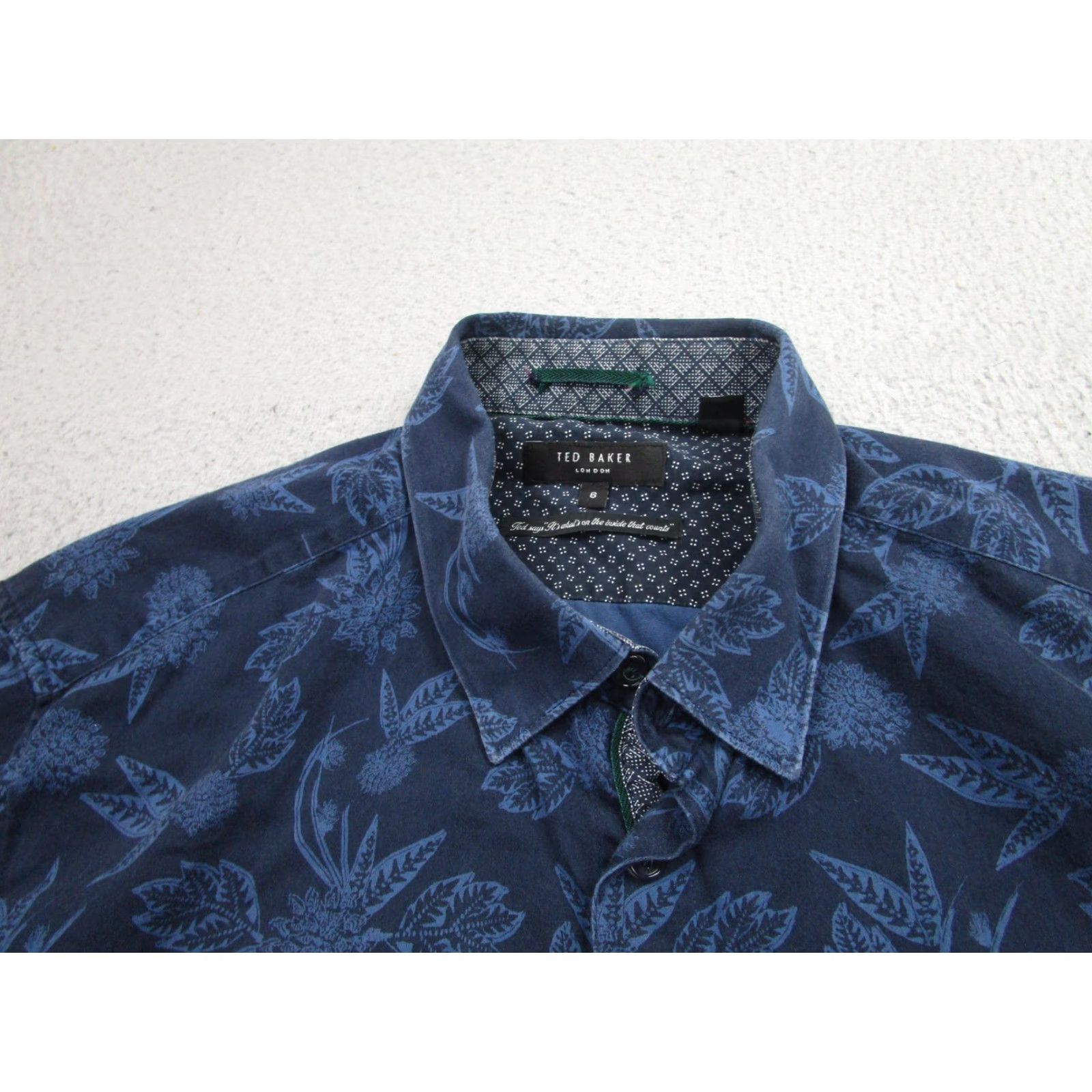 Ted Baker Ted Baker Shirt Mens Large Blue Floral Button Down Long Sleeve Cotton London Size US XL / EU 56 / 4 - 5 Thumbnail