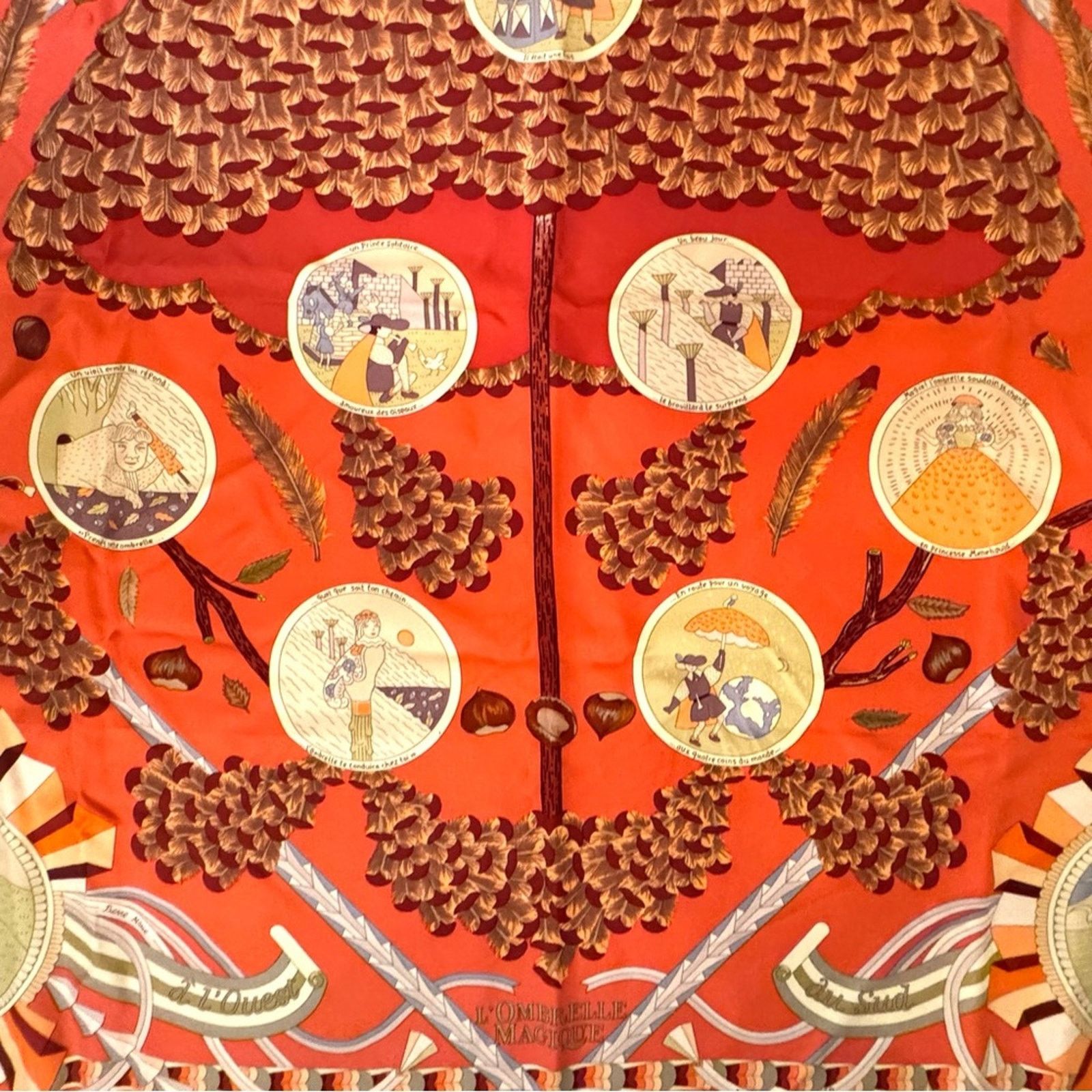 Hermes Hermes silk scarf theme is the magic umbrella coral colorway Size ONE SIZE - 14 Thumbnail