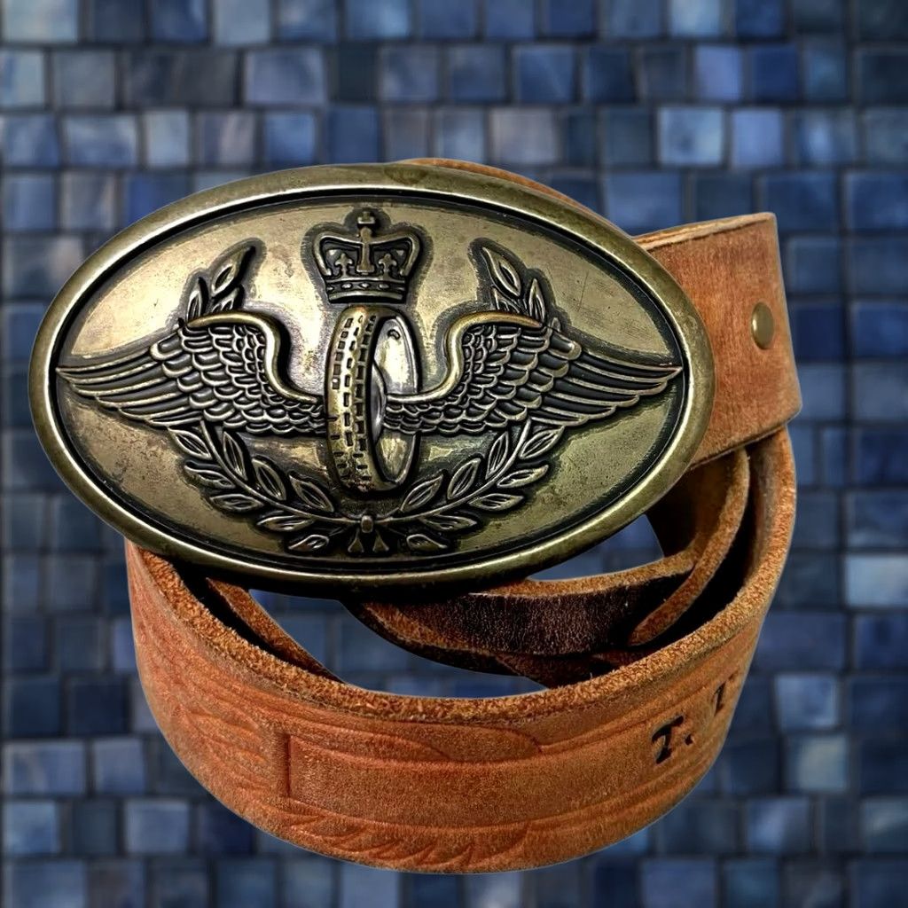 Ralph Lauren RRL Ralph Lauren Belt Mens 32 Brown Leather Eagle Buckle Size Casual Men Pre owned Size 32 - 1 Thumbnail