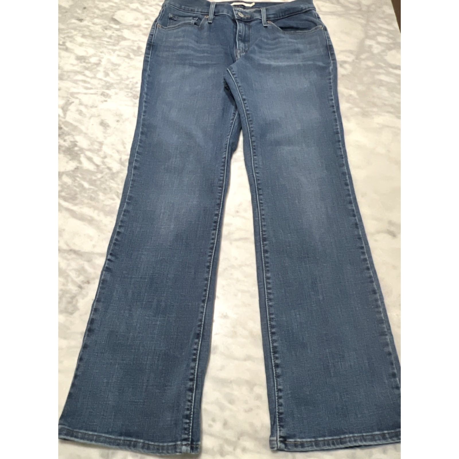 Levi's Levi's Jeans Curvy Bootcut Women 31 Stretch Blue Fade Whiskers 31L Mid Rise Denim Pants Size 31" - 2 Thumbnail