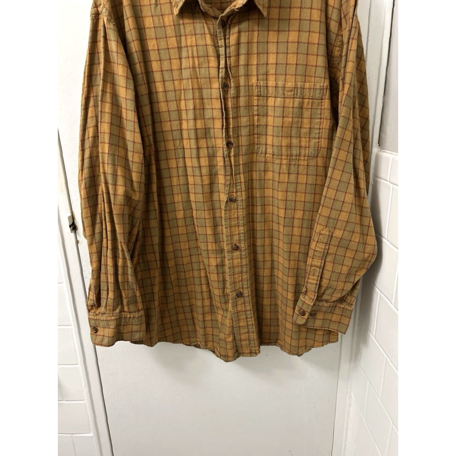 Orvis Orvis Shirt Mens XL Yellow Brown Plaid Wool Cotton Flannel Button Down L/S Size US XL / EU 56 / 4 - 3 Thumbnail