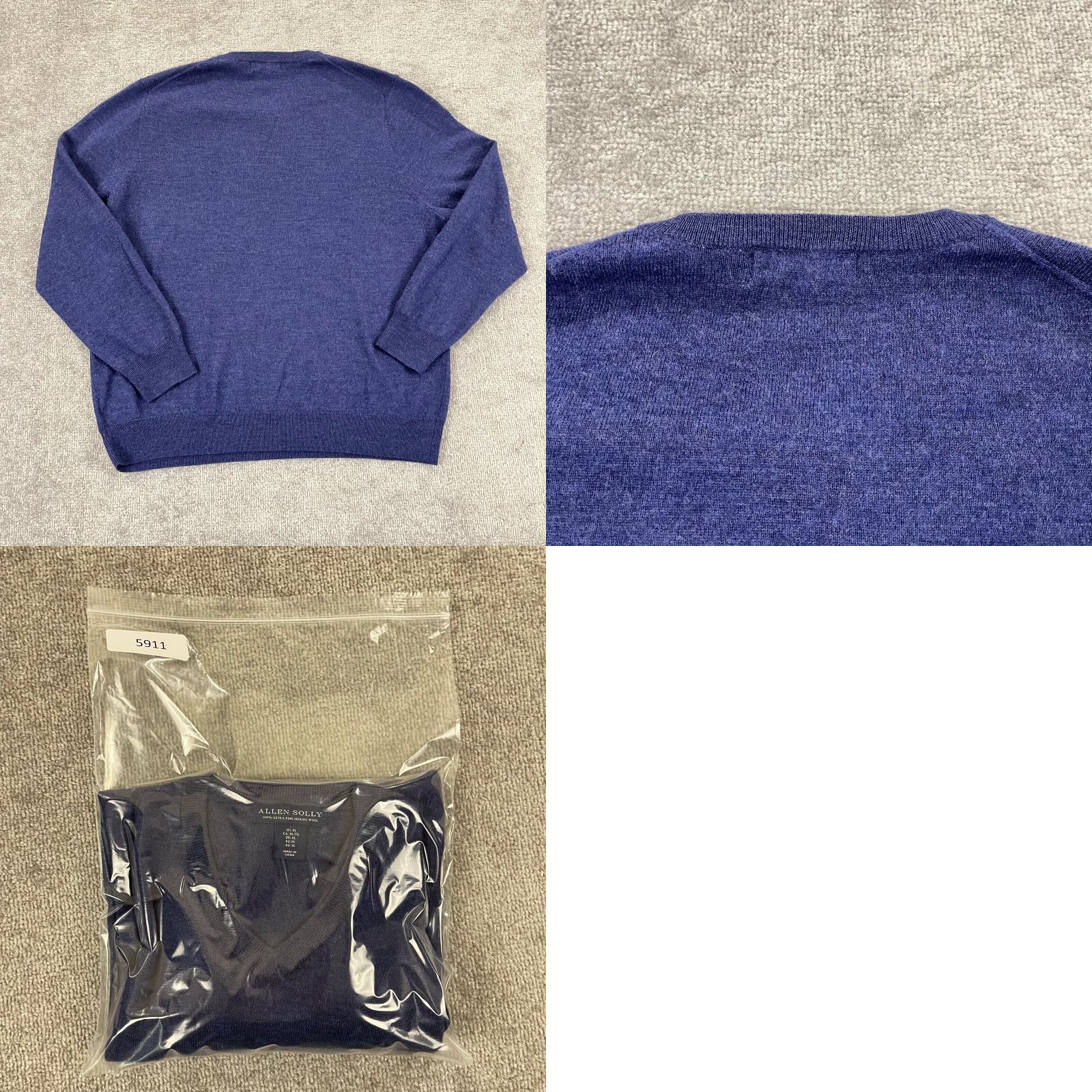 Vintage ALLEN SOLLY Sweater Mens XL Blue 100% Merino Wool Lightweight Pullover Size US XL / EU 56 / 4 - 8 Thumbnail