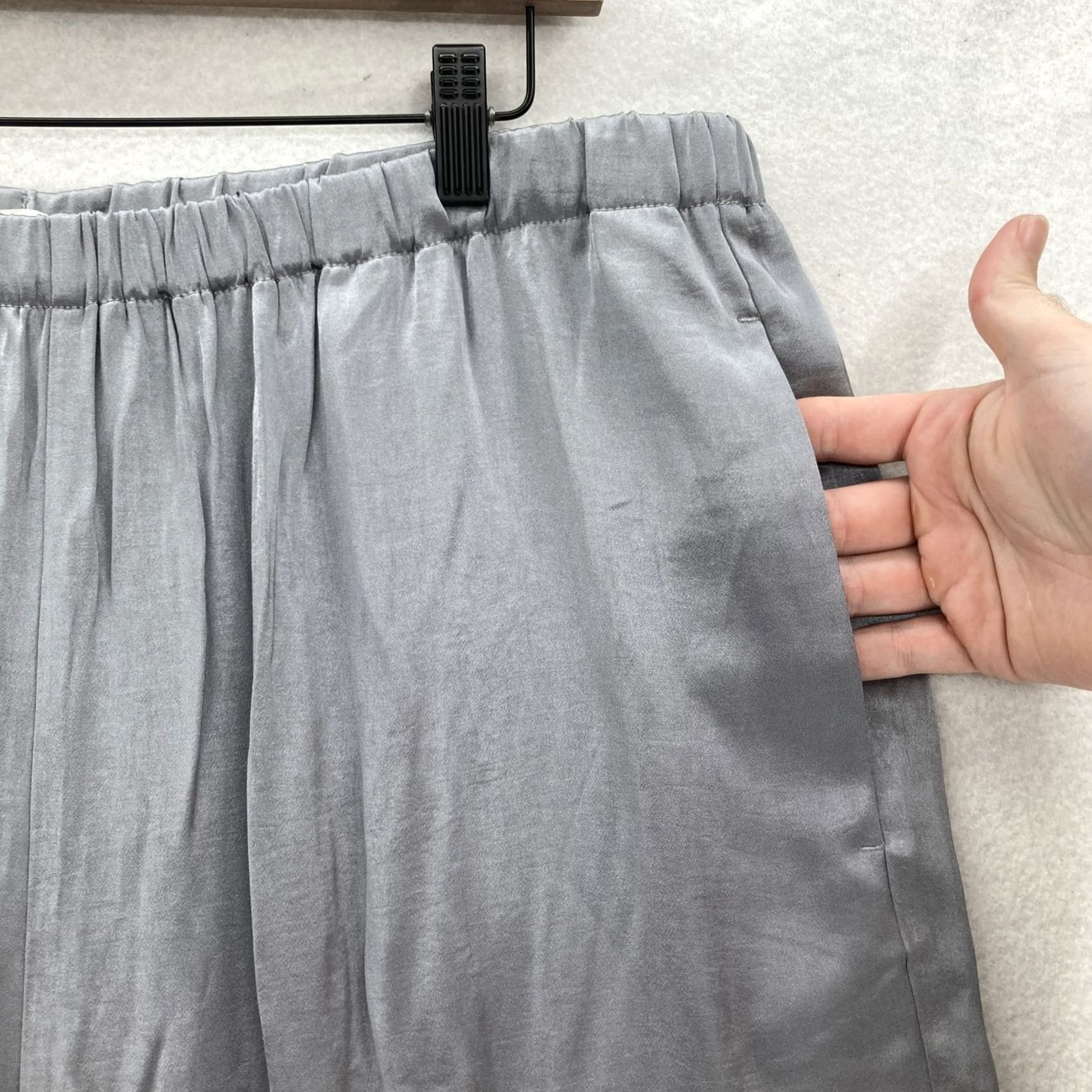 Madewell Madewell Pants Womens XL Gray Satin Wide-Leg Pull On Pockets Lightweight Relaxed Size 40" / US 18 - 3 Thumbnail