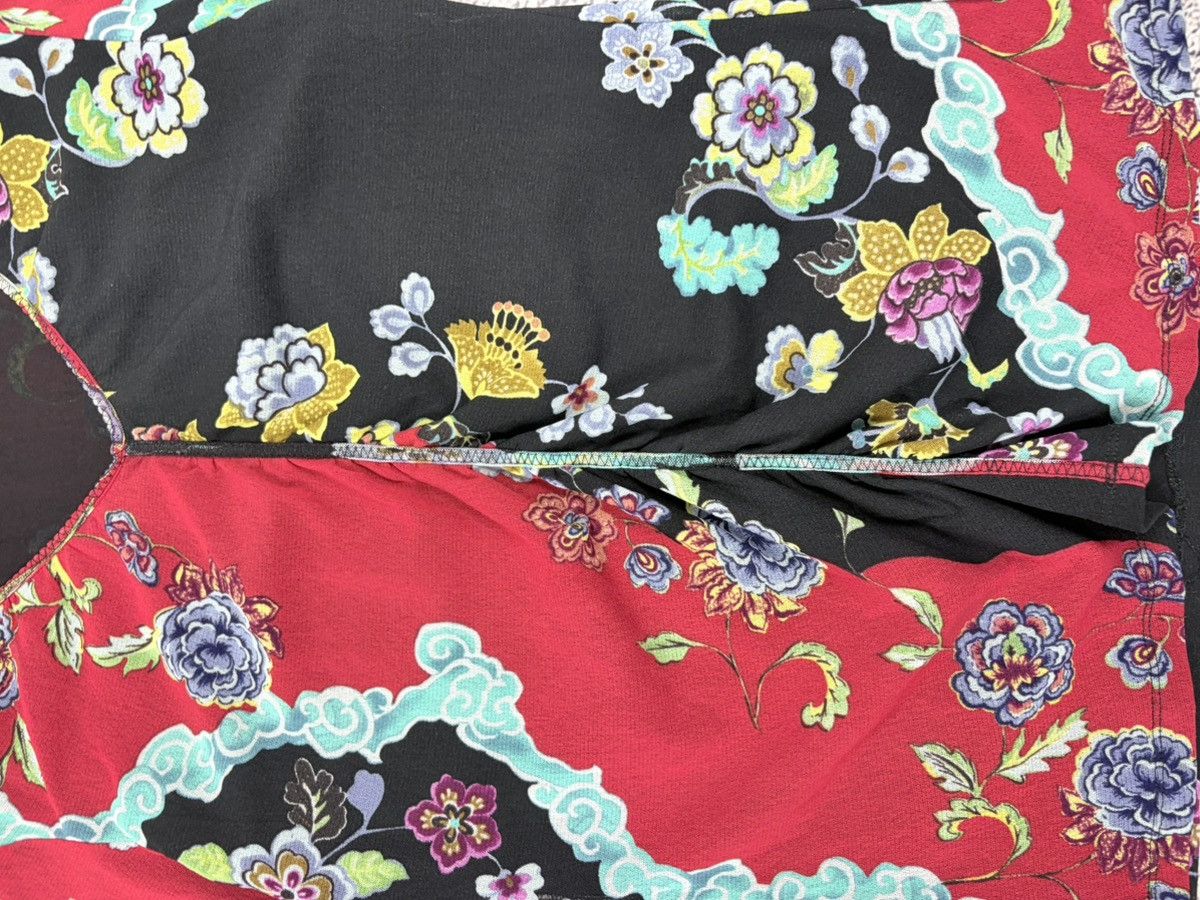 Japanese Brand Vintage Y2K Asymmetric Ruched Floral Mesh Top Japan Size L / US 10 / IT 46 - 9 Thumbnail