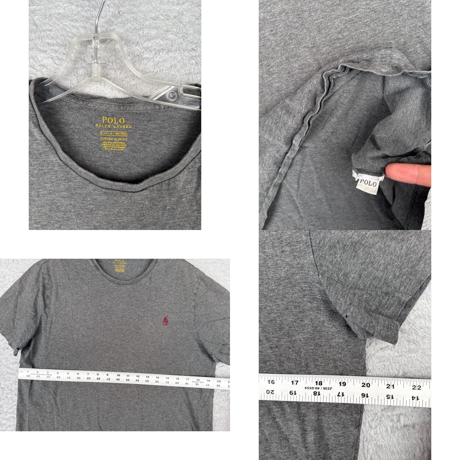 Ralph Lauren Polo Ralph Lauren Shirt Gray Cotton Crew Neck Short Sleeve Adult Large Slim Fit Outdoor Mens Size US L / EU 52-54 / 3 - 8 Thumbnail