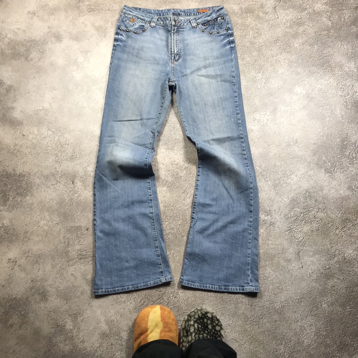 Vintage Vintage Y2K Distressed Flared Jeans Baggy Wide Leg Skate 32 Size 32" / US 10 / IT 46 - 2 Thumbnail