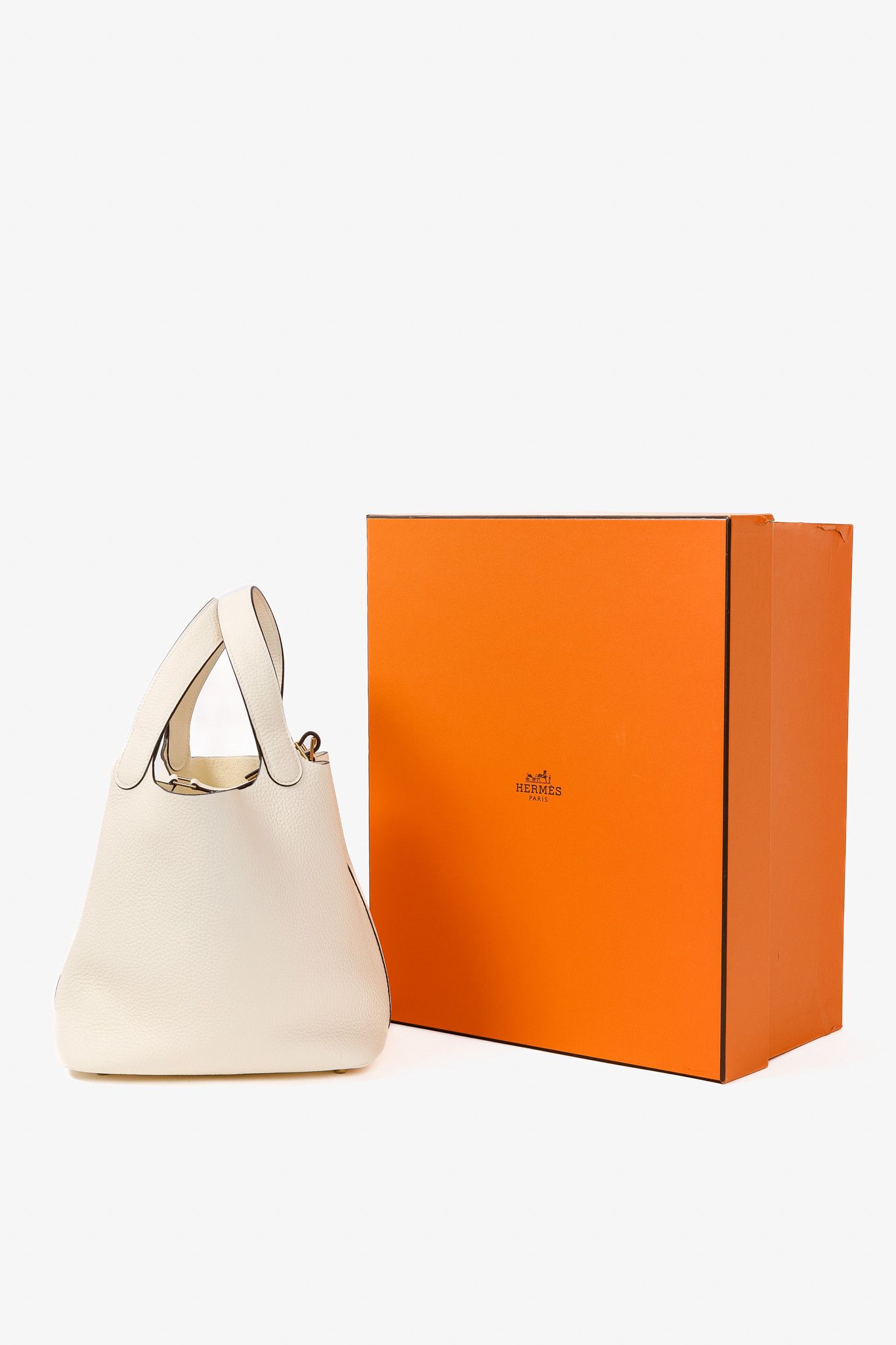 Hermes Hermes Picotin Lock 22 Nata Taurillon Clemence Leather Tote Size ONE SIZE - 13 Thumbnail
