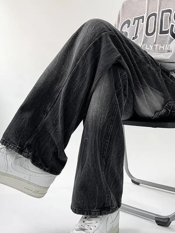 Japanese Brand Retro loose straight washed micro flared jeans Size US 32 / EU 48 - 3 Thumbnail