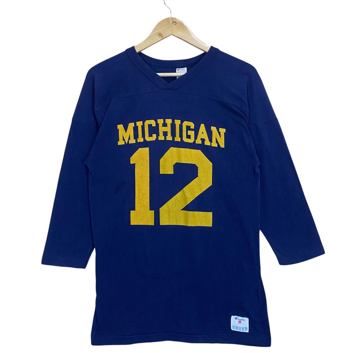 Champion Vintage 80s Champion Michigan Big Logo 3Q Tee Size US M / EU 48-50 / 2 - 1 Thumbnail
