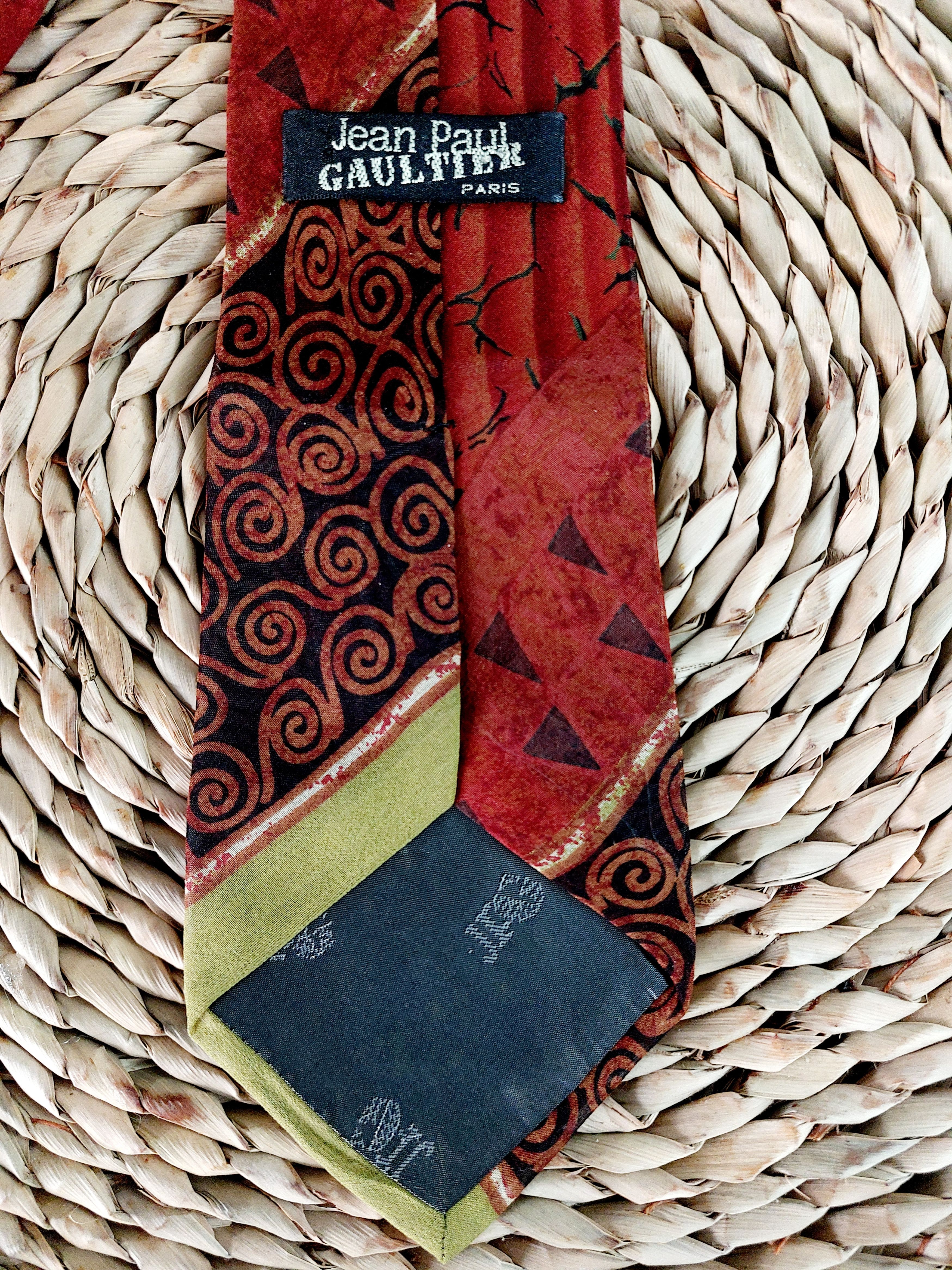 Jean Paul Gaultier ean Paul Gaultier Printed Silk Tie Art Spiral Necktie Tie Size ONE SIZE - 8 Thumbnail