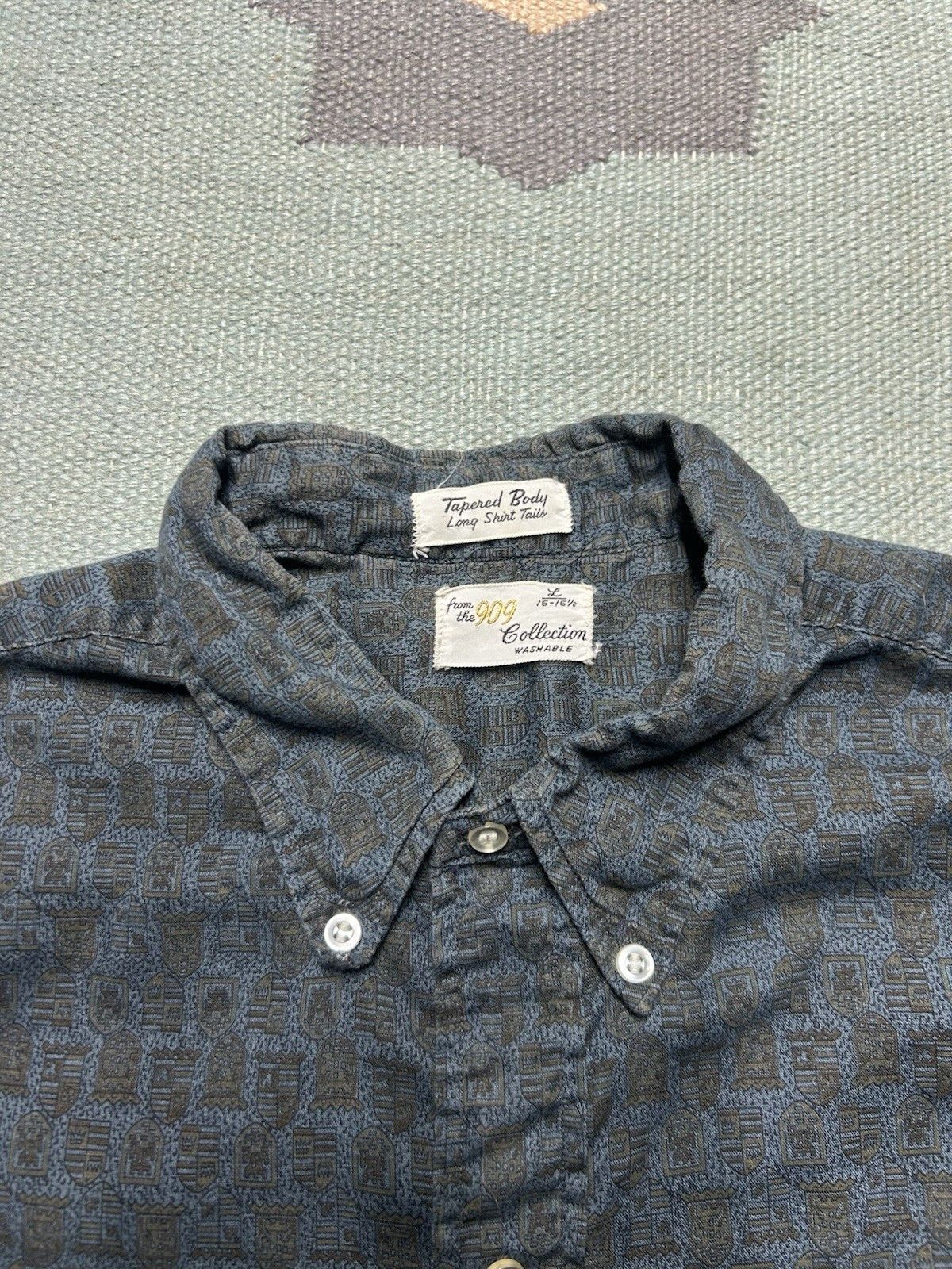 Vintage Vtg 1960s button shirt cotton all over print abstract Large Size US L / EU 52-54 / 3 - 4 Thumbnail