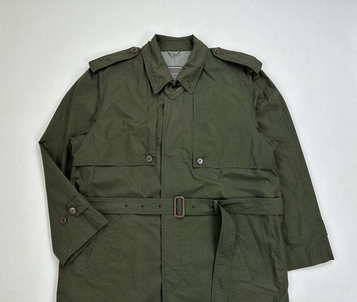 Christian Dior Monsieur Christian Dior Olive Green TrenchCoat Military Outerwear Size US L / EU 52-54 / 3 - 4 Thumbnail