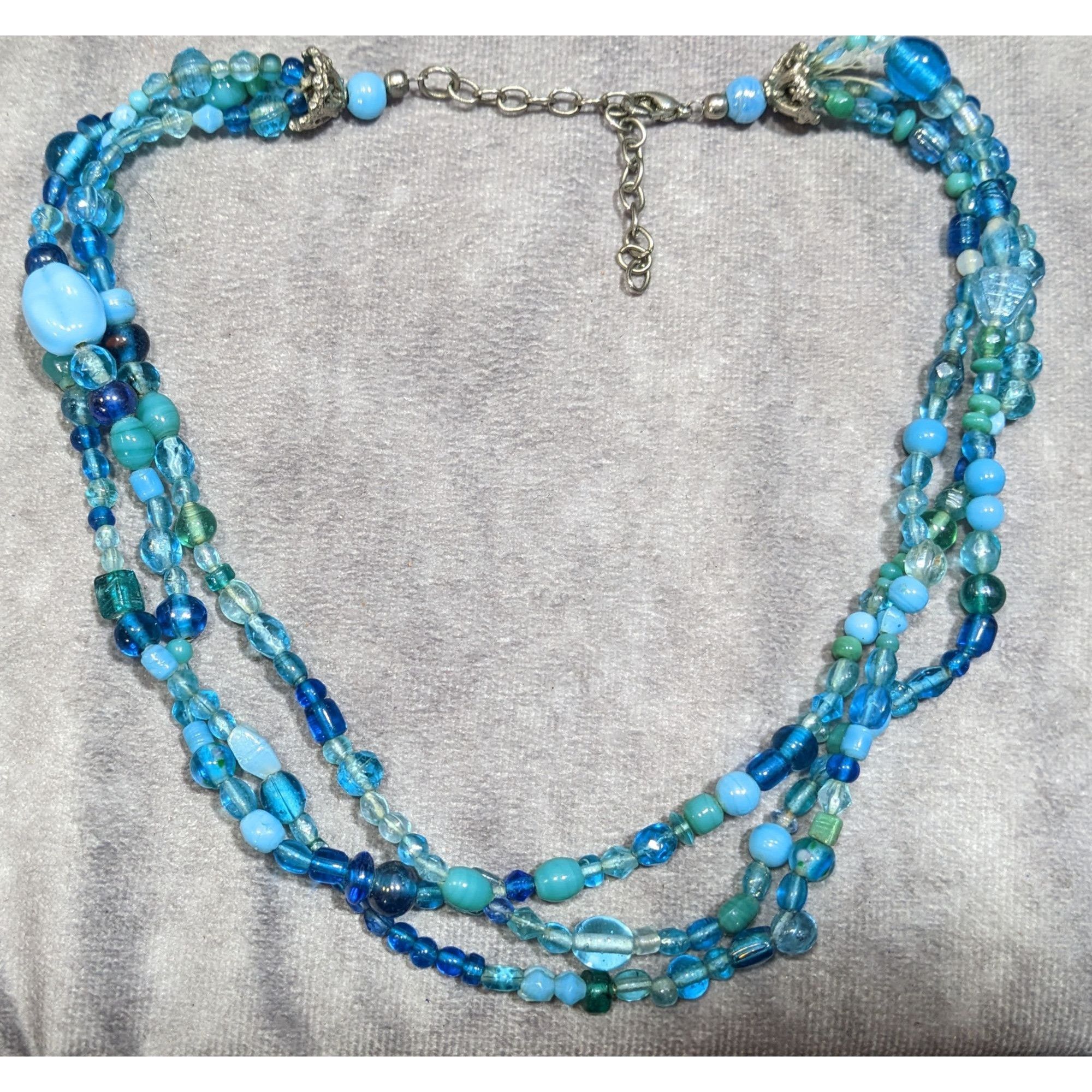 Handmade Mermaidcore Handmade Blue Glass Beaded Layered Necklace Size ONE SIZE - 5 Thumbnail