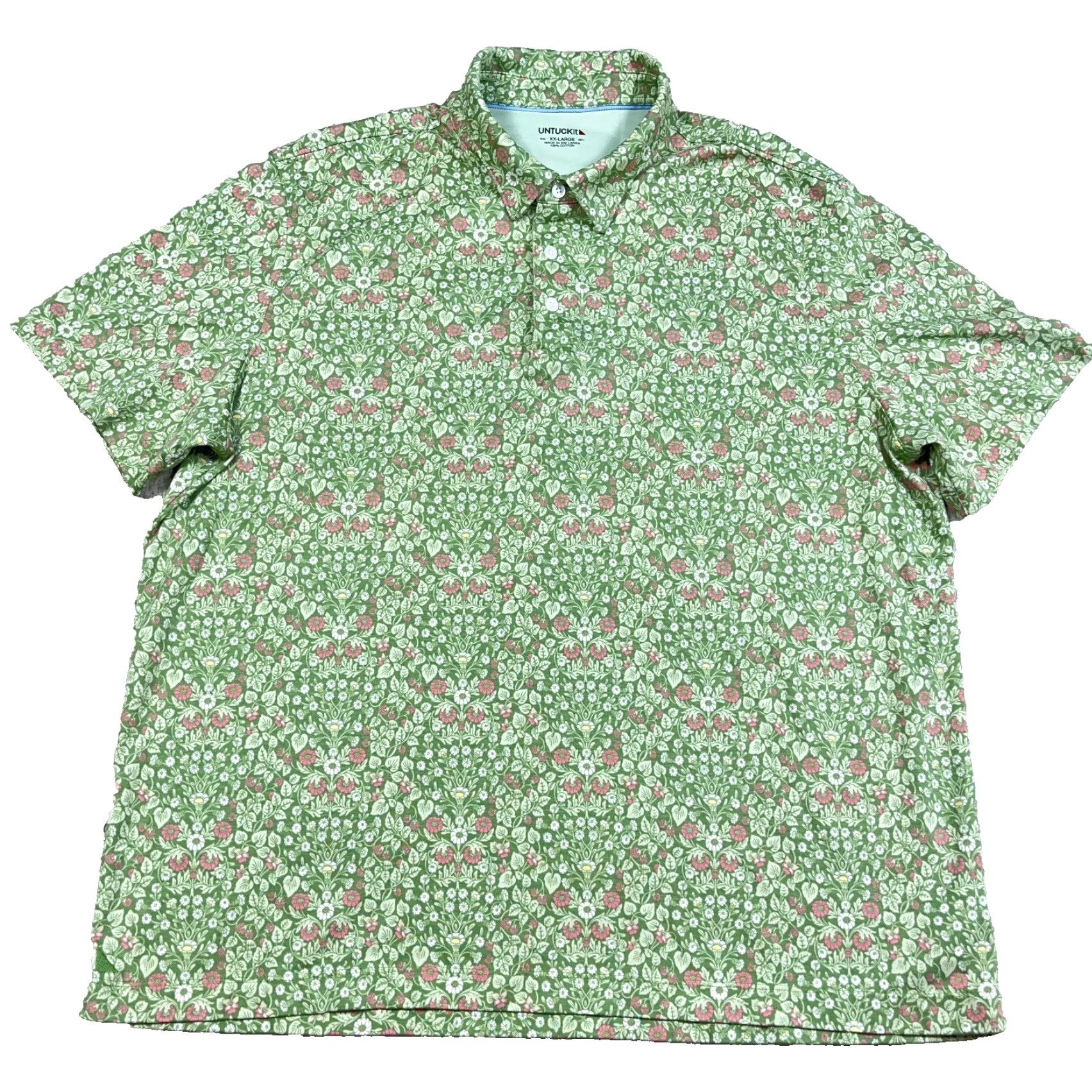 UNTUCKit UNTUCKit Polo Shirt Men 2XL Green Floral Pima Cotton Golf Beach Polo Clothing) Size US XXL / EU 58 / 5 - 4 Thumbnail
