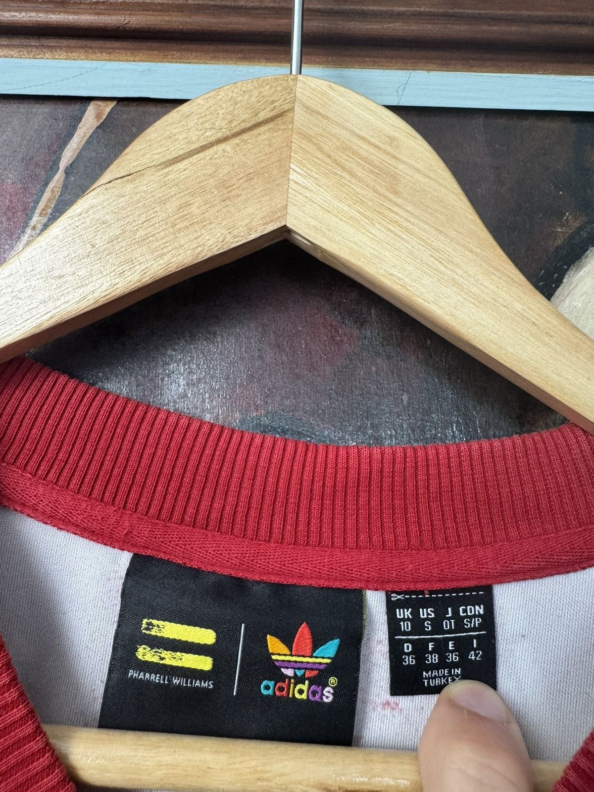 Adidas × Pharrell Adidas x Pharrell Williams Red Crewneck Monogram Streetwear Size US S / EU 44-46 / 1 - 4 Thumbnail