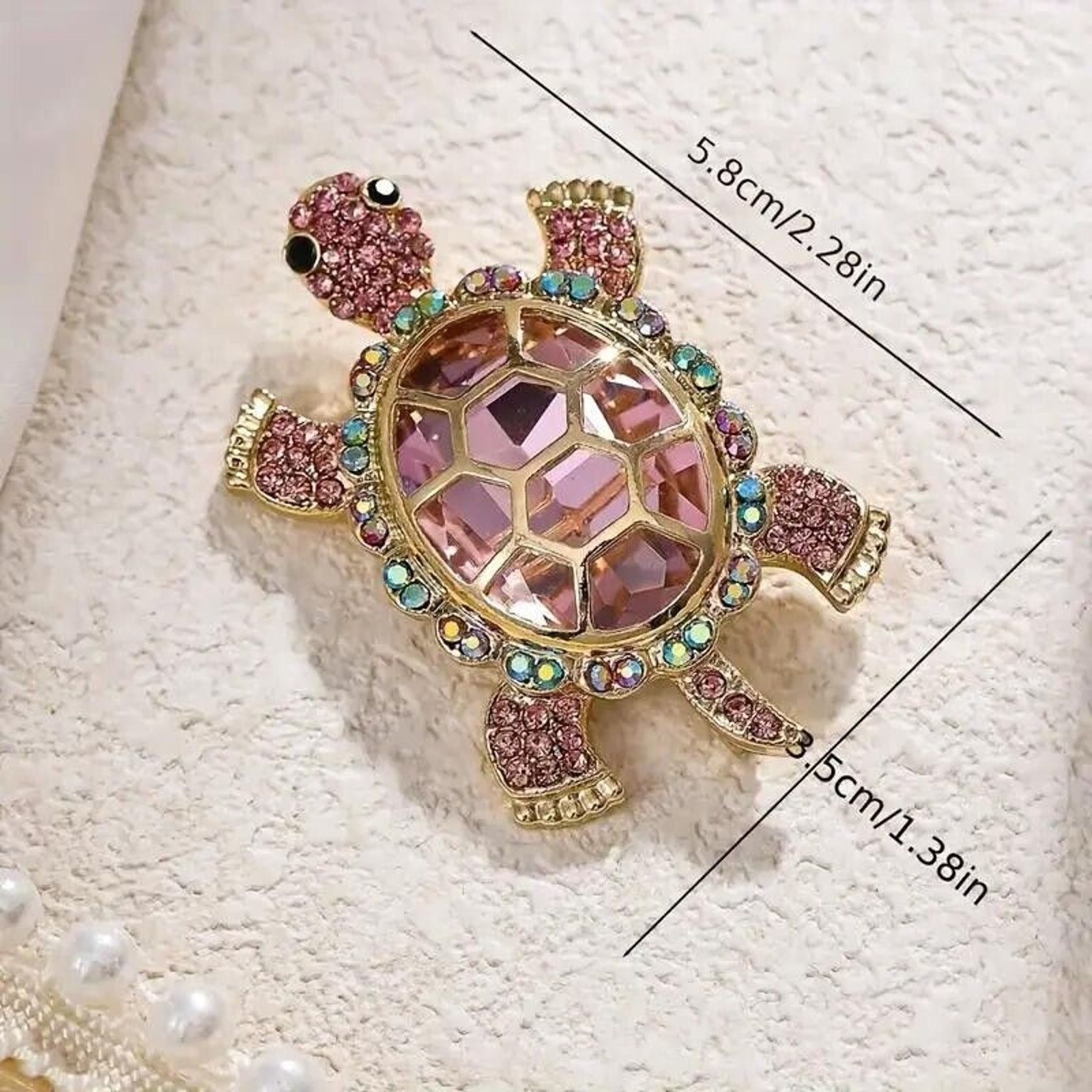 Other Rhinestone Studded Turtle Brooch Pin•Aurora Borealis Size ONE SIZE - 2 Thumbnail