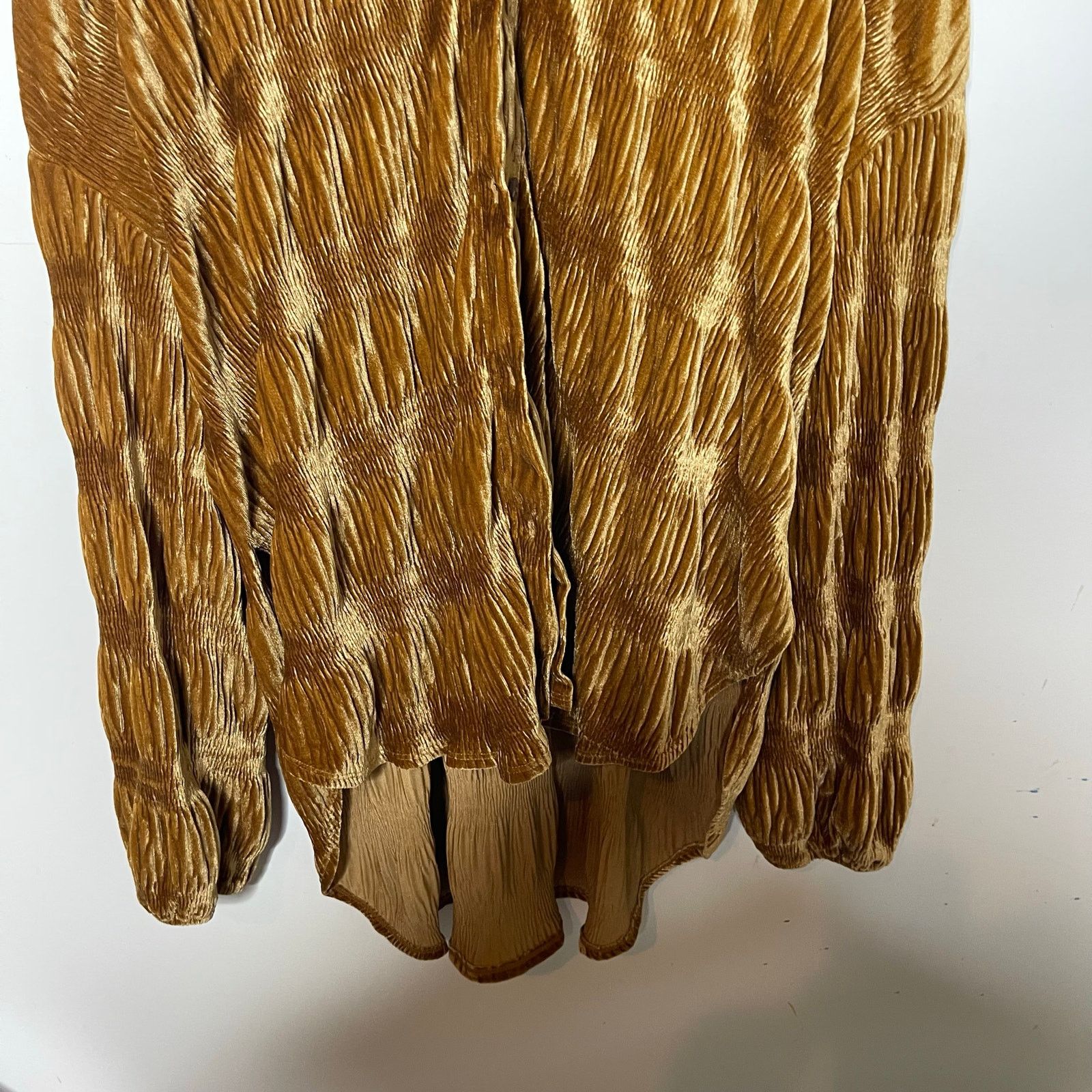 Free People Free People My Best Button-up Top Spiced Ginger Gold Velvet Size L / US 10 / IT 46 - 5 Thumbnail