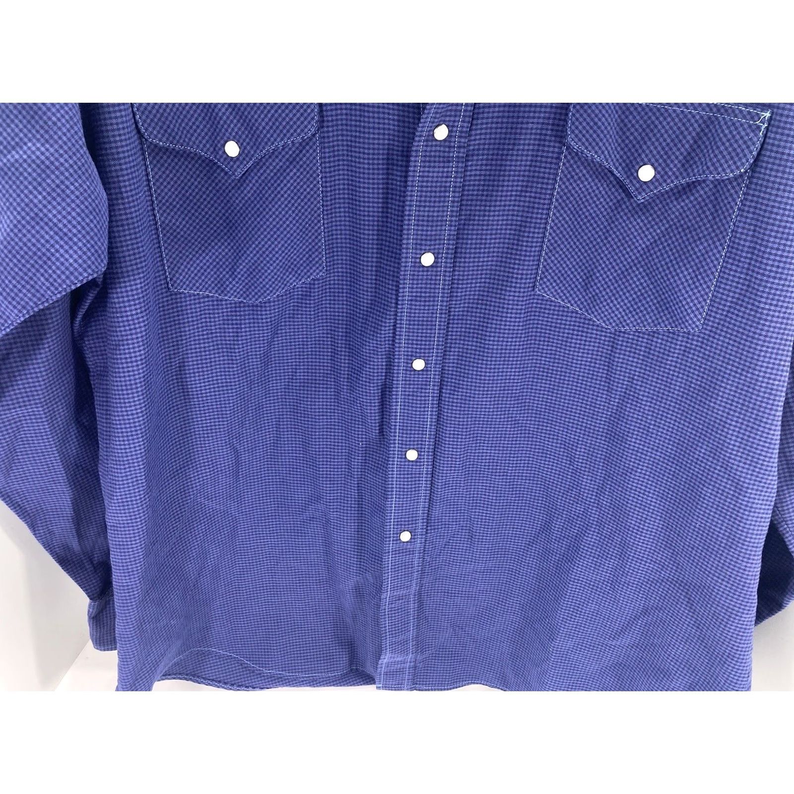 Vintage VINTAGE Ruddock Pearl Snap Shirt Men XL Blue Check Long Sleeve Western Rodeo Shirt Size US XL / EU 56 / 4 - 3 Thumbnail