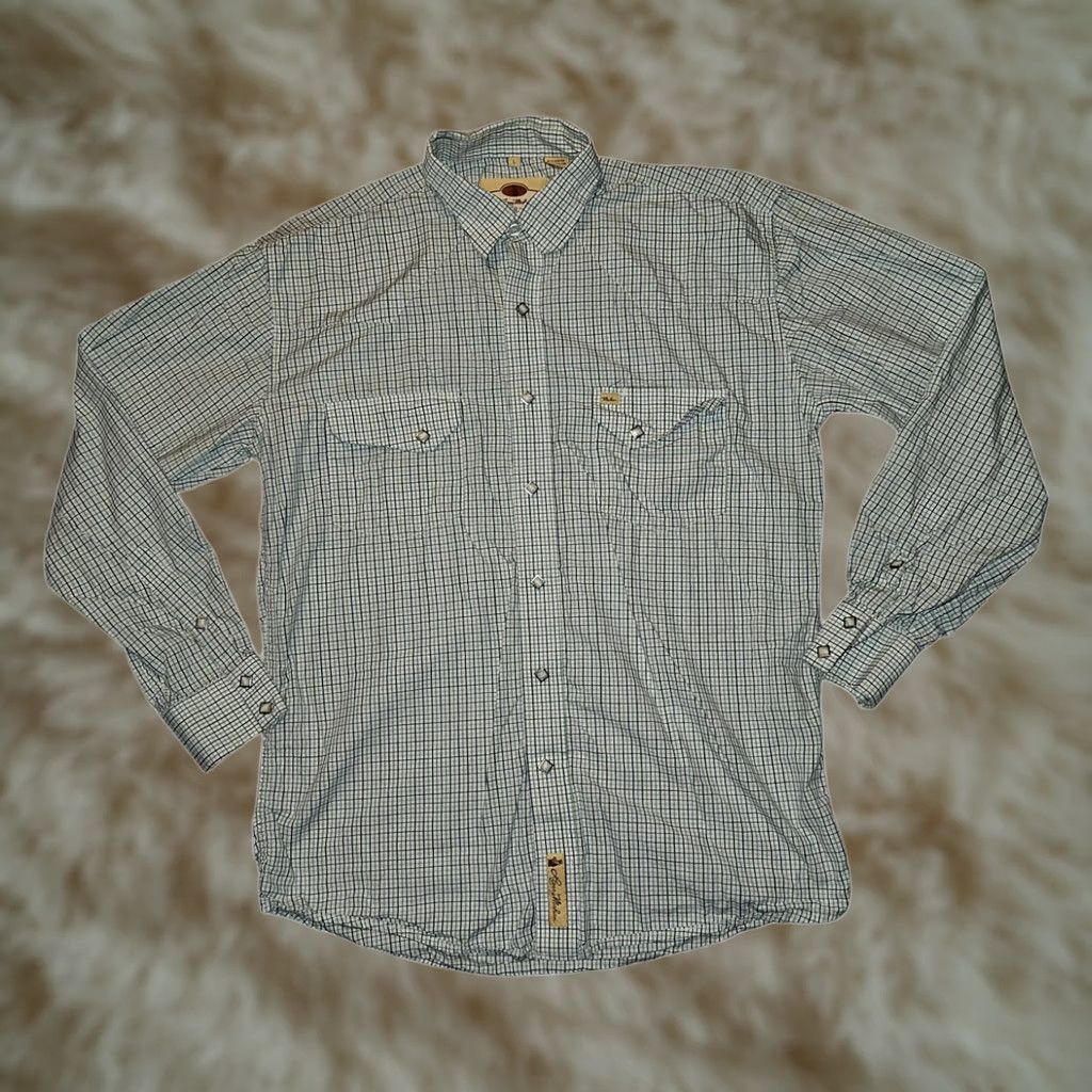 Vintage Larry Mahan Diamond Pearl Snap Long Sleeve Men Large Check Western Cowboy Shirt Size US L / EU 52-54 / 3 - 1 Thumbnail