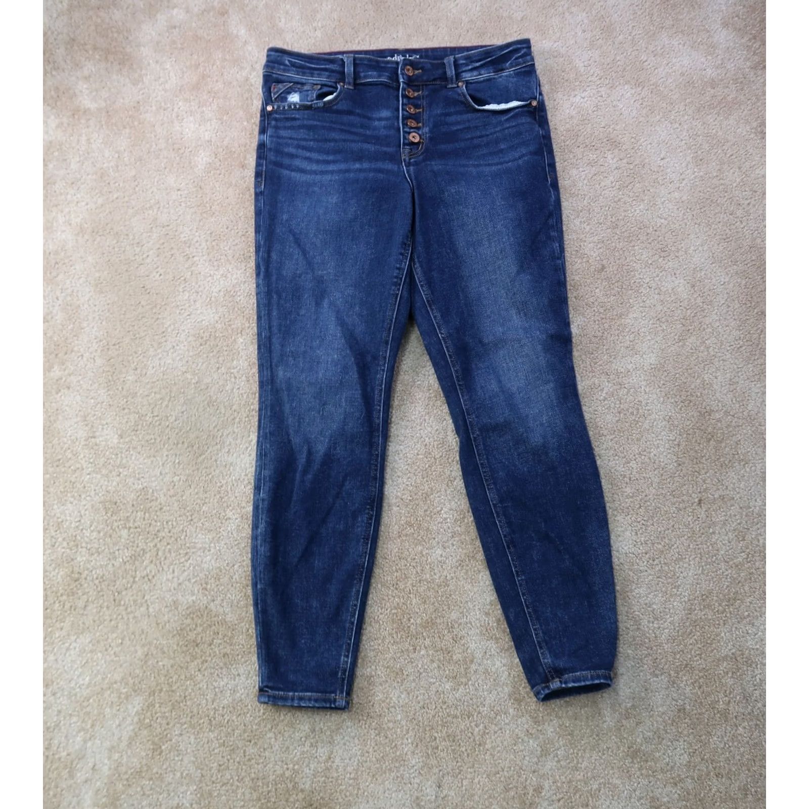 Vintage Edgely High Rise Skinny Jeans Blue Denim Women's 12 Stretch 5-Pocket Denim Inseam 29in Regular Rise High Rise Size 34" / US 12 / IT 48 - 2 Thumbnail
