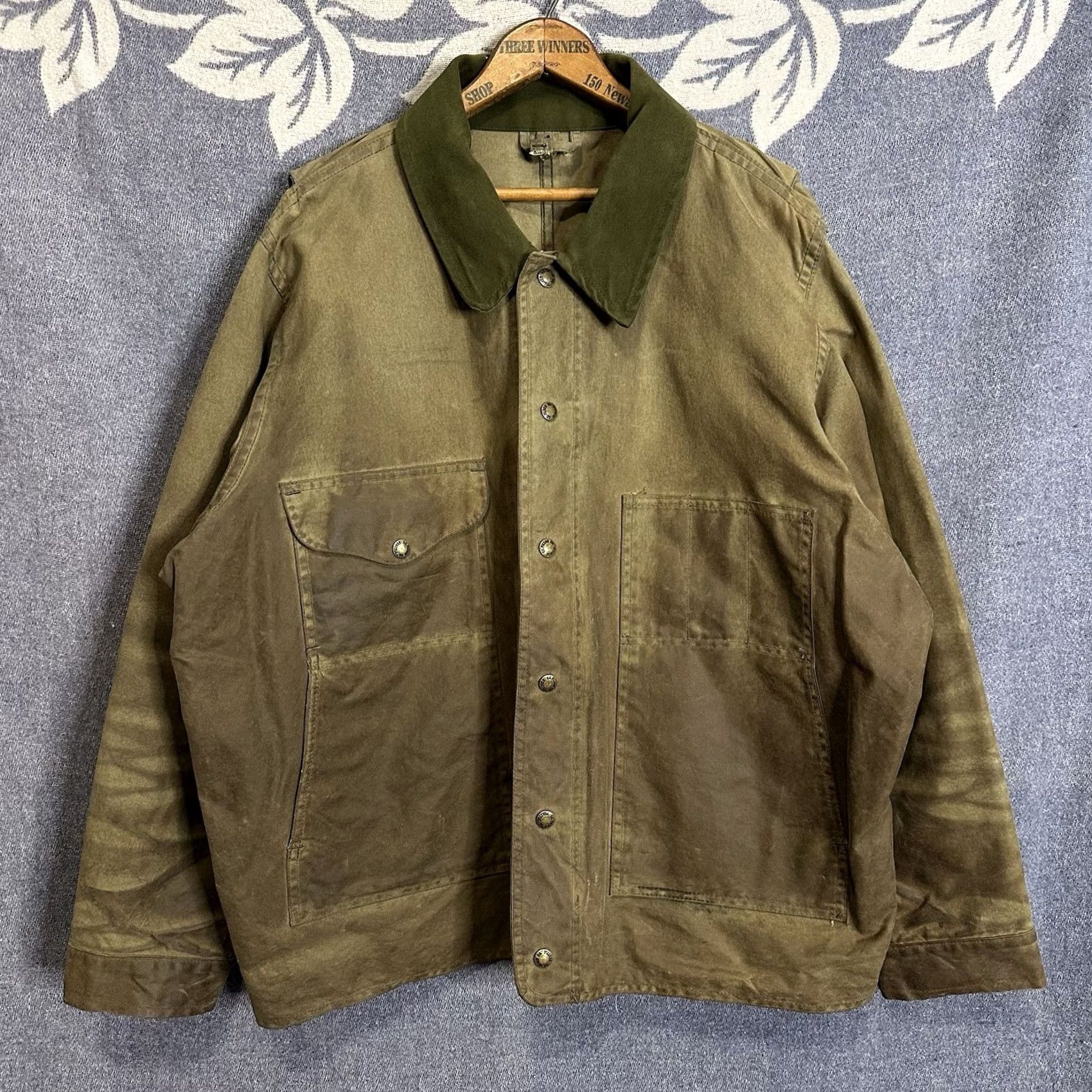 Filson VINTAGE Filson Jacket Weather Tin Cloth Waxed Field Size XL Green Mens Overcoat 90s Western Workwear Hunting USA Winter Fall Spring Size US XL / EU 56 / 4 - 2 Thumbnail