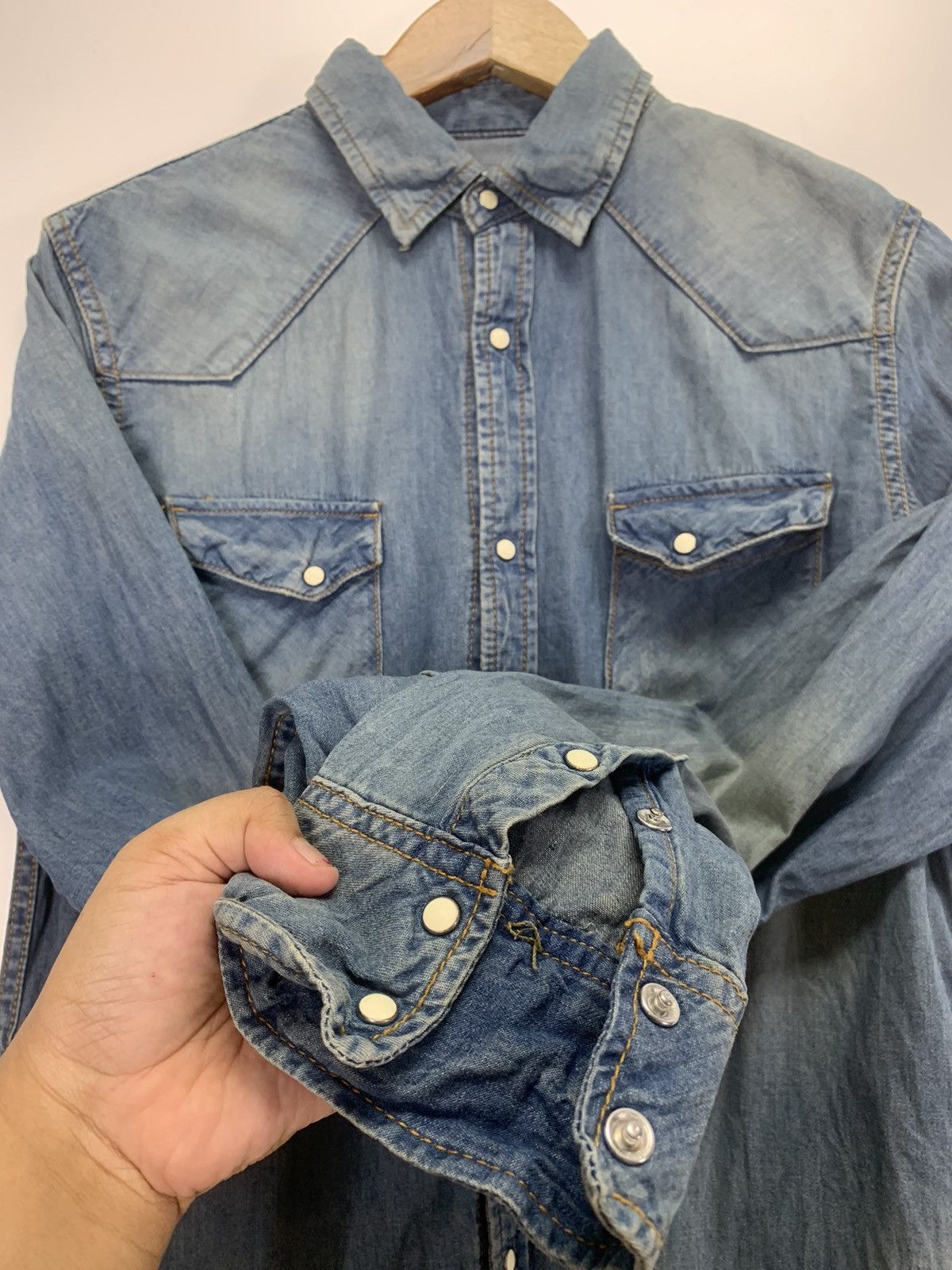 NANO universe Vintage Western Denim Jacket Size US L / EU 52-54 / 3 - 8 Thumbnail