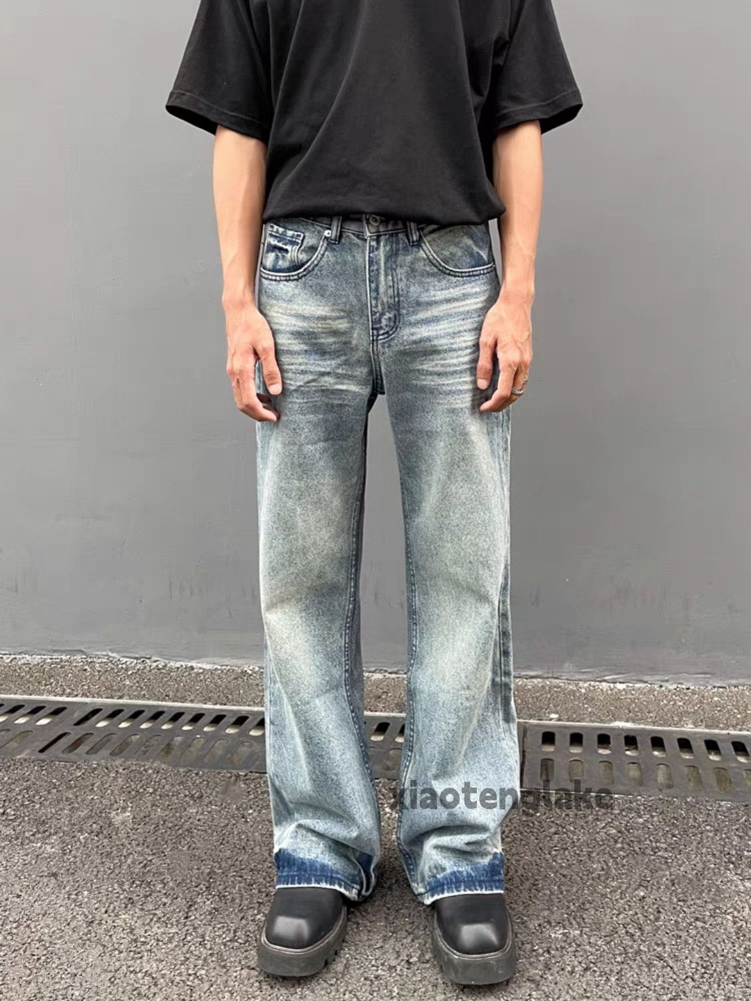 Jean Unisex washed faded cleanfit yuppie y2k punk jeans Size US 32 / EU 48 - 3 Thumbnail